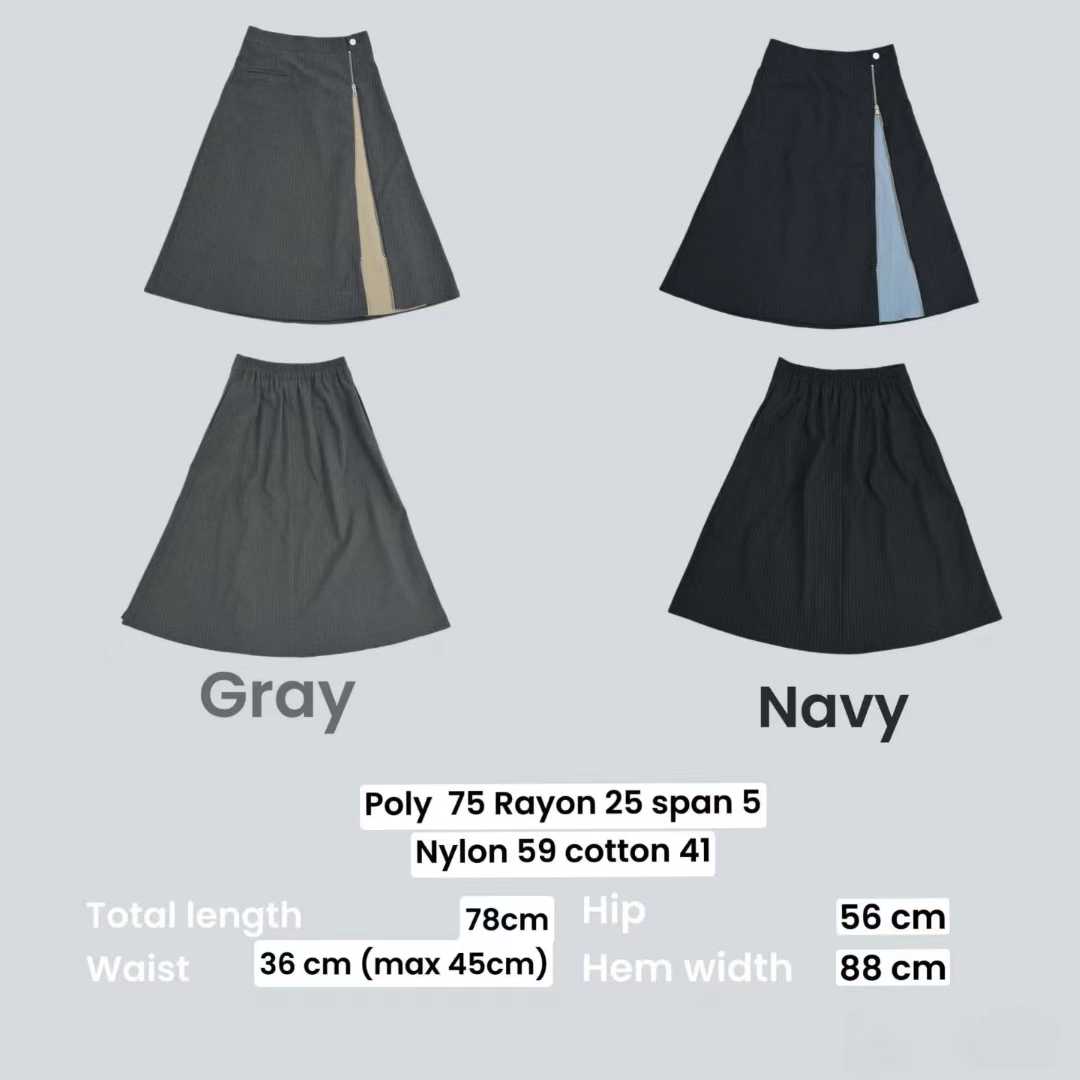 EMORY ZIP DETAIL PINSTRIPE SKIRT