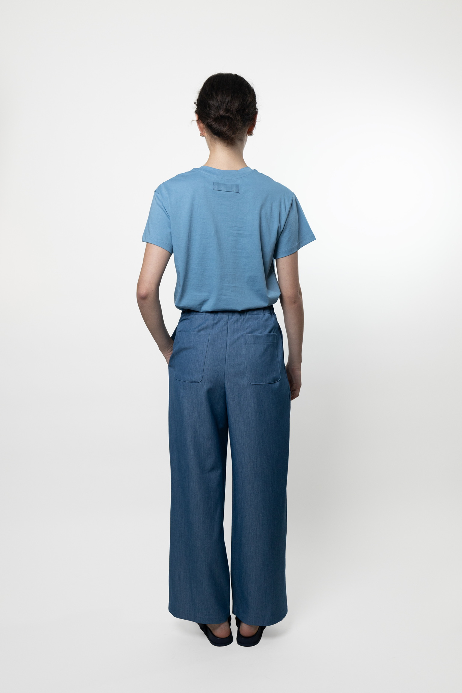 AL07/ BANDED SHIMMER TIE DENIM PANTS