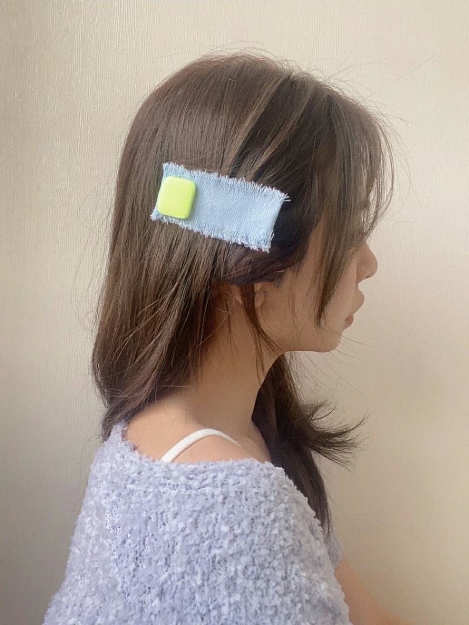 Allanis fray hairclips with fabric stud