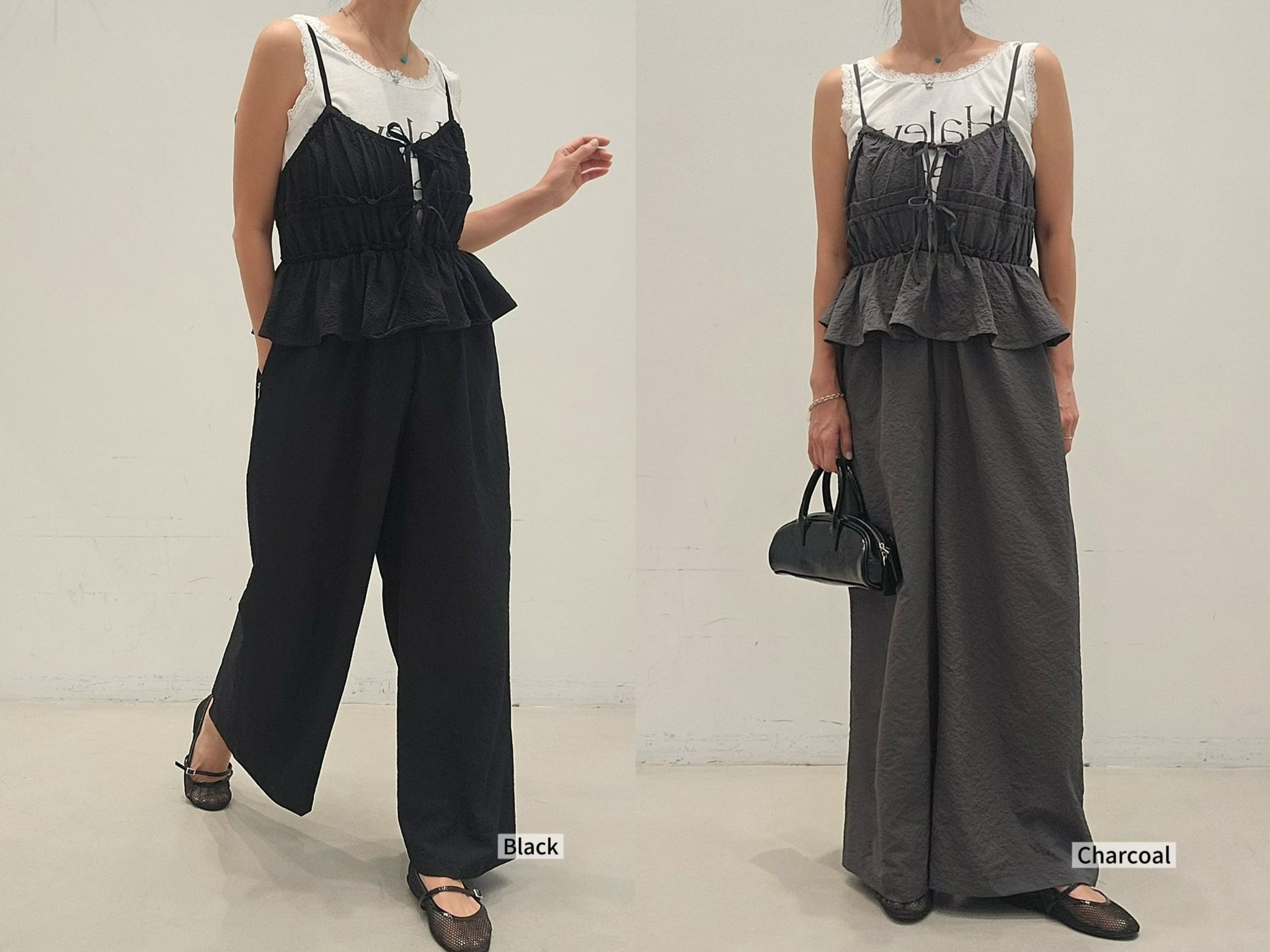 PG12 / SLEEVELESS RUFFLES PANTSUIT