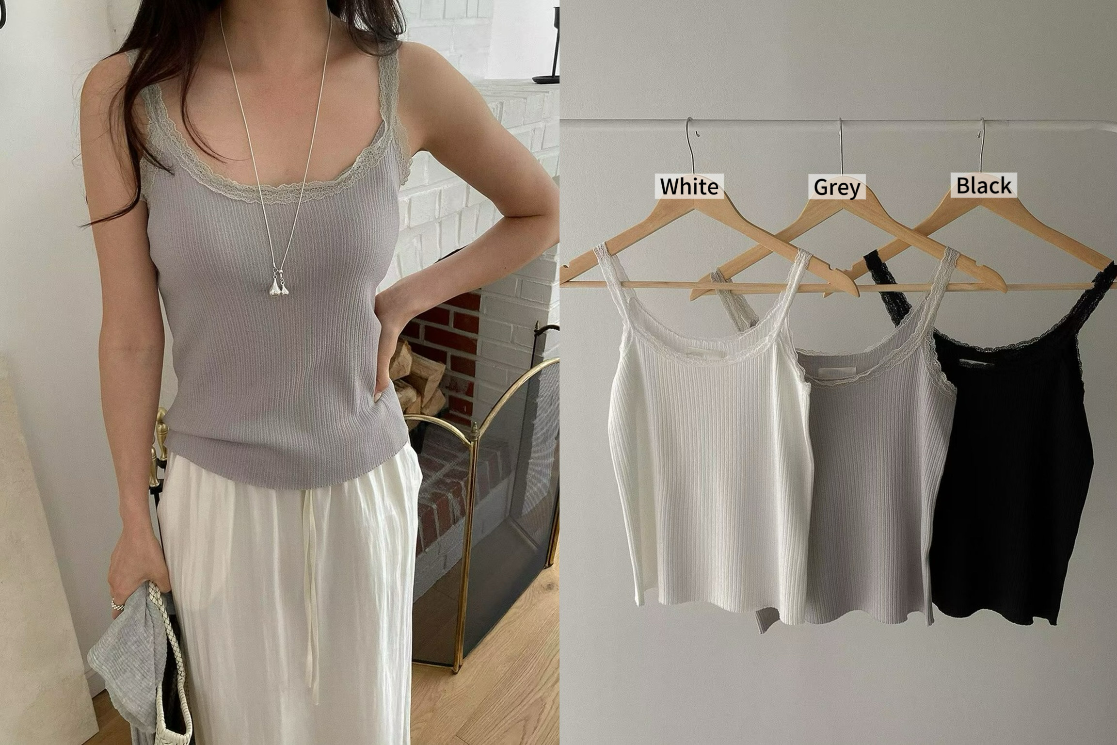 PG01 / FINE LACE STRAP SLEEVELESS TOP