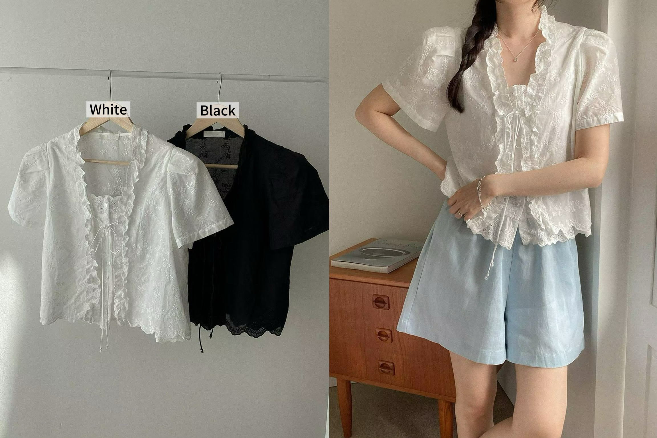 PG04 / BRODERIE BLOUSE WITH FRONT BUTTONS