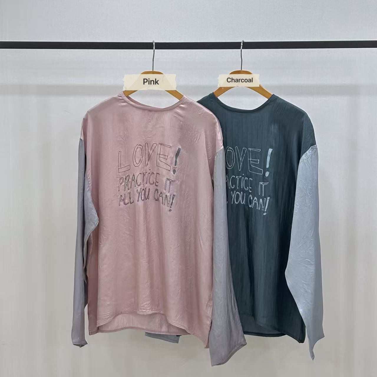 PT21 / "LOVE" COLOR BLOCK LONG SLEEVES TEE
