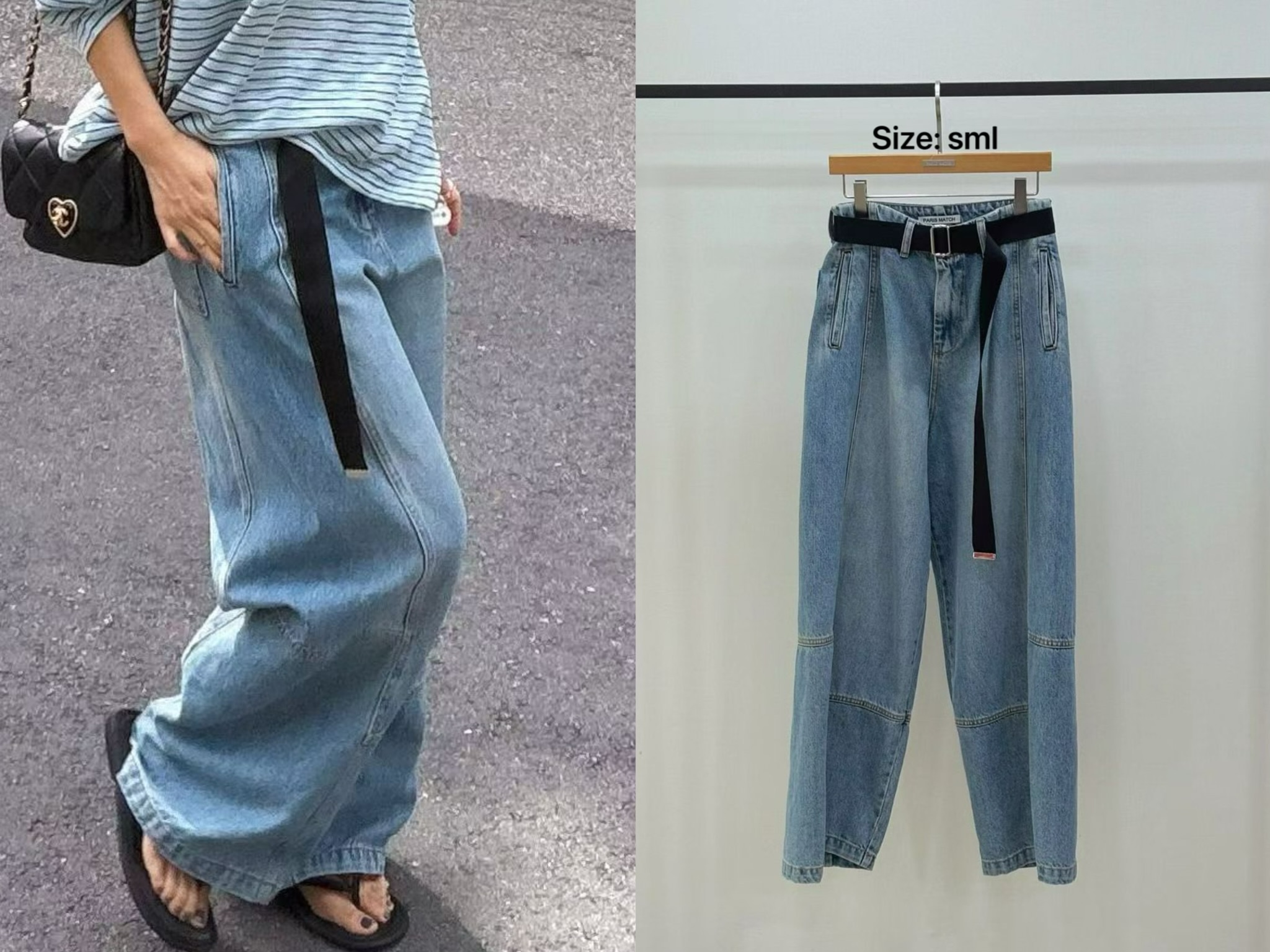 PT18 / BELTED LOOSE FIT POCKET JEANS