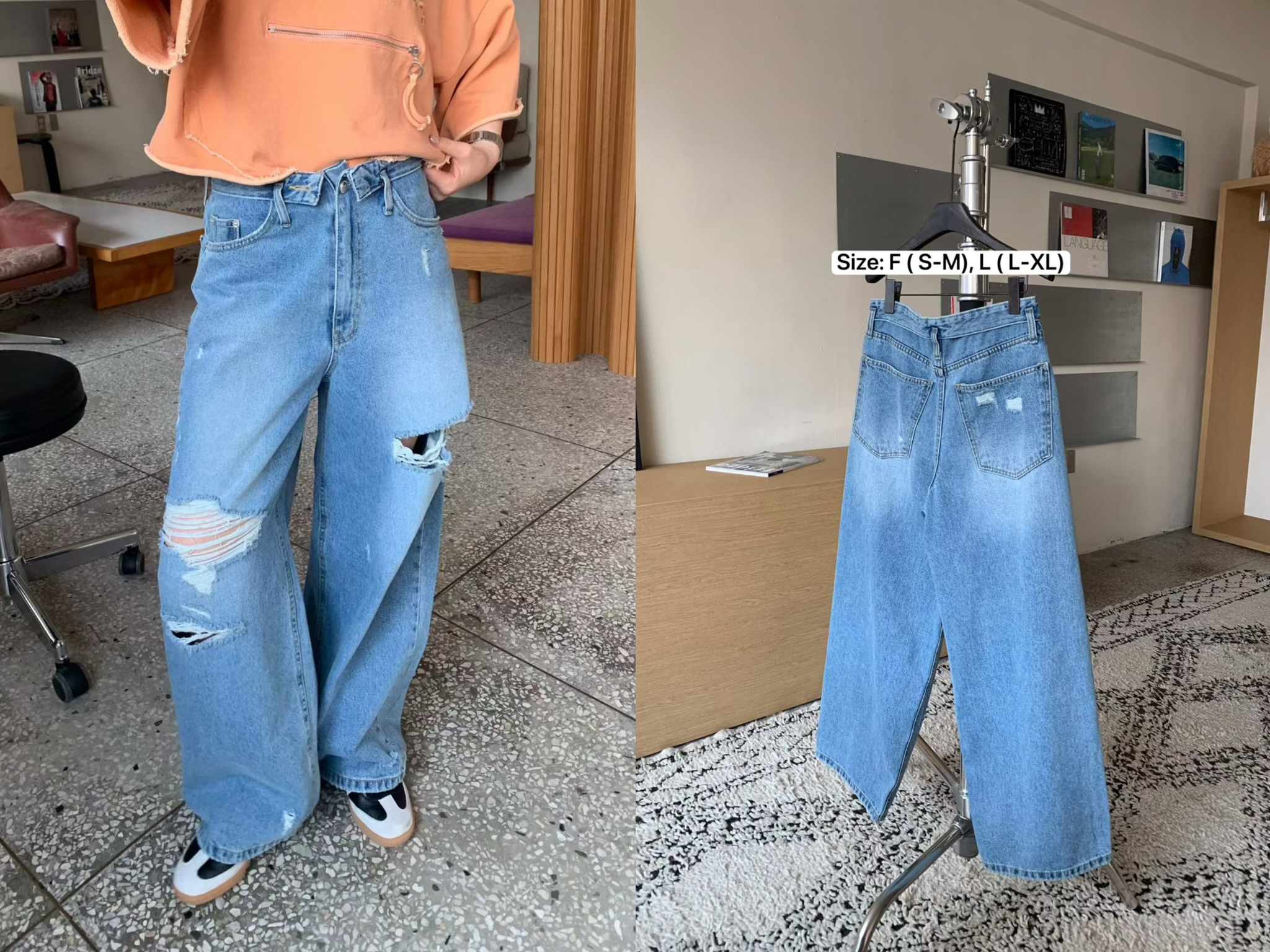 KL20 / DISTRESS LOOSE FIT JEANS