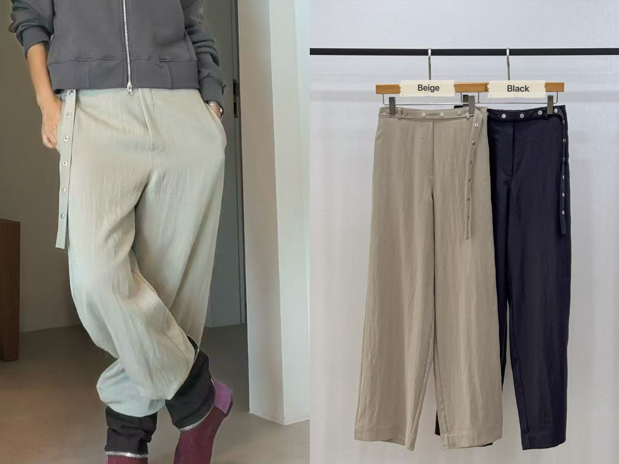PT27 / BELTED STRAIGHT LEG TROUSERS