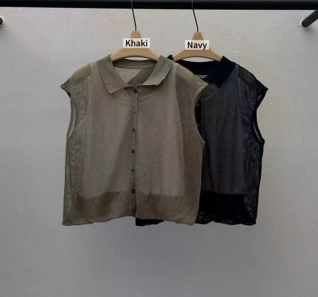 KF36 / TANK TOP - KNIT OUTERWEAR TWO-PIECE SET