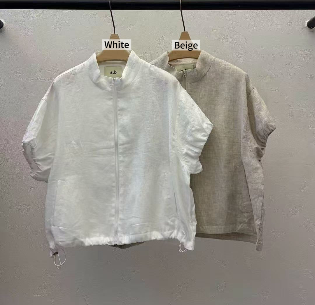 KF32 / LINEN DRAWSTRING HEM OUTERWEAR
