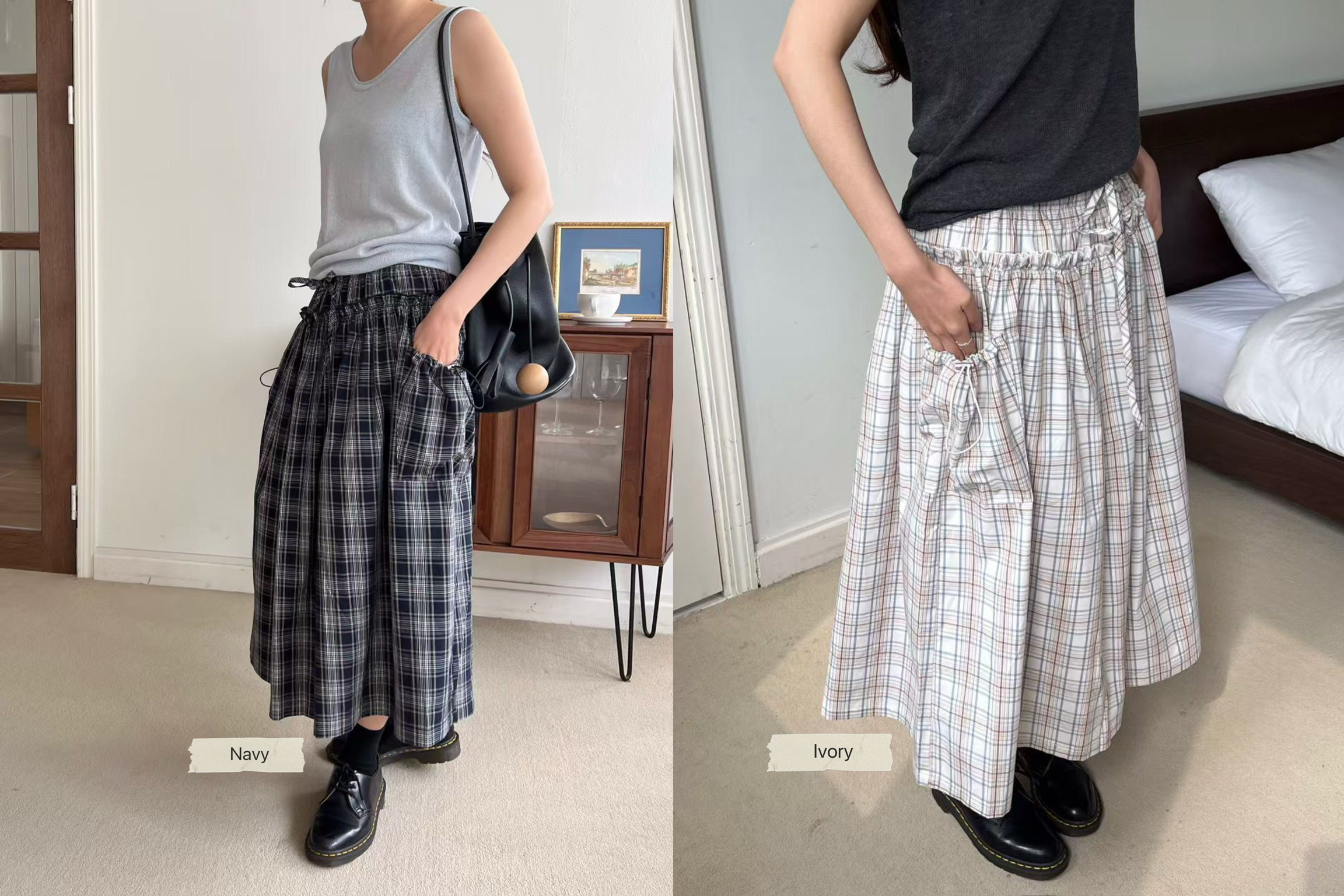 PG36 / ELASTIC BANDING CHECKERED SKIRT