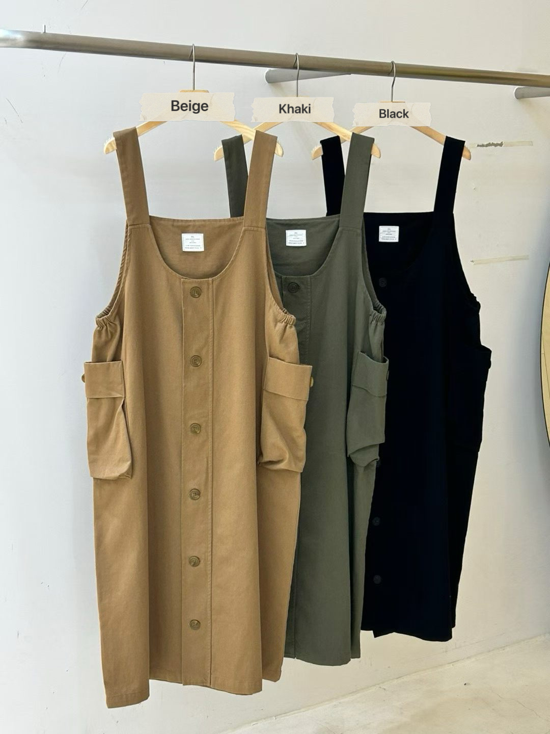 KL11 / UTILITY BUTTON-DOWN PINAFORE DRESS