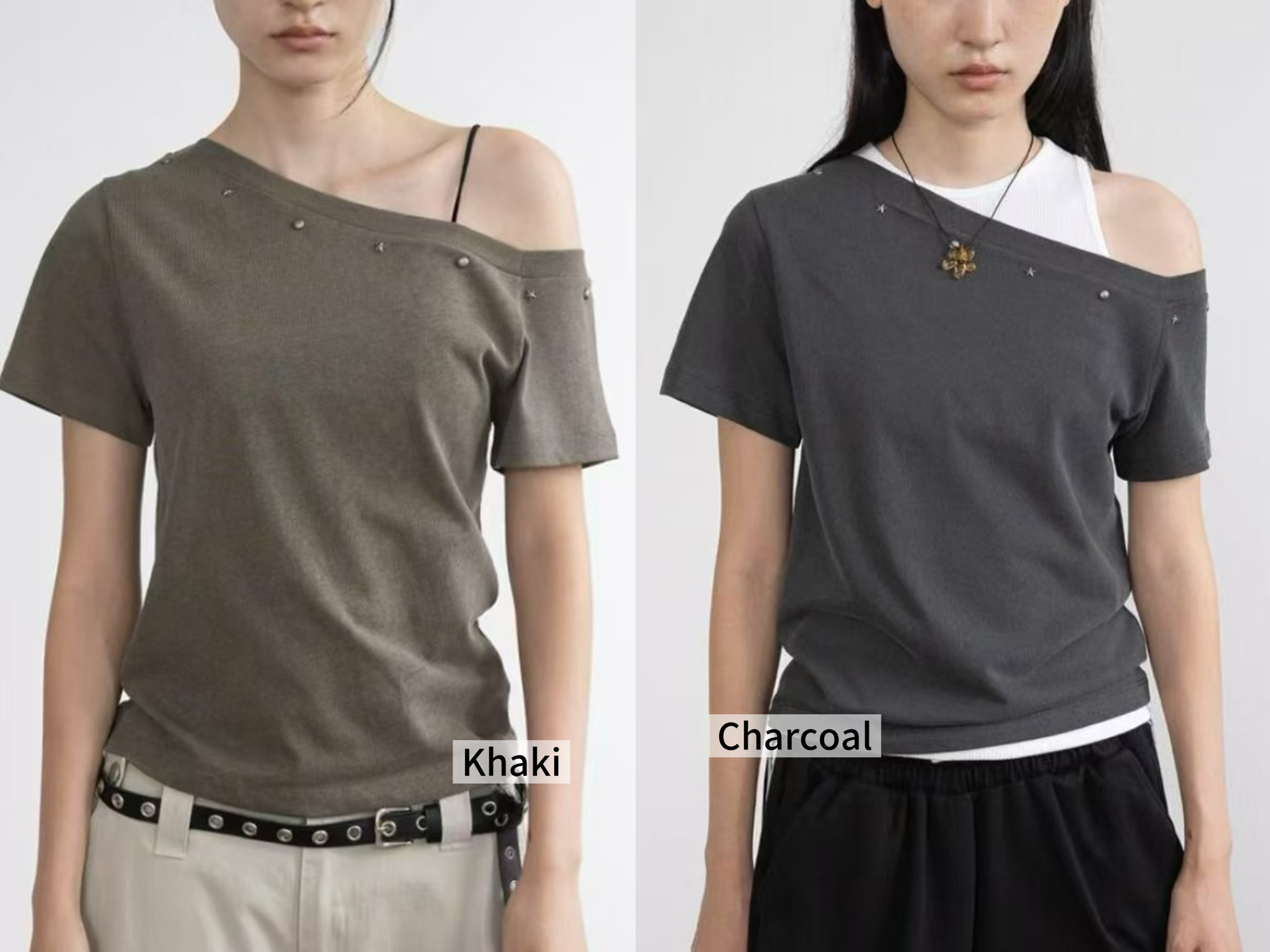 FG32 / OFF SHOULDER STUDDED TOP