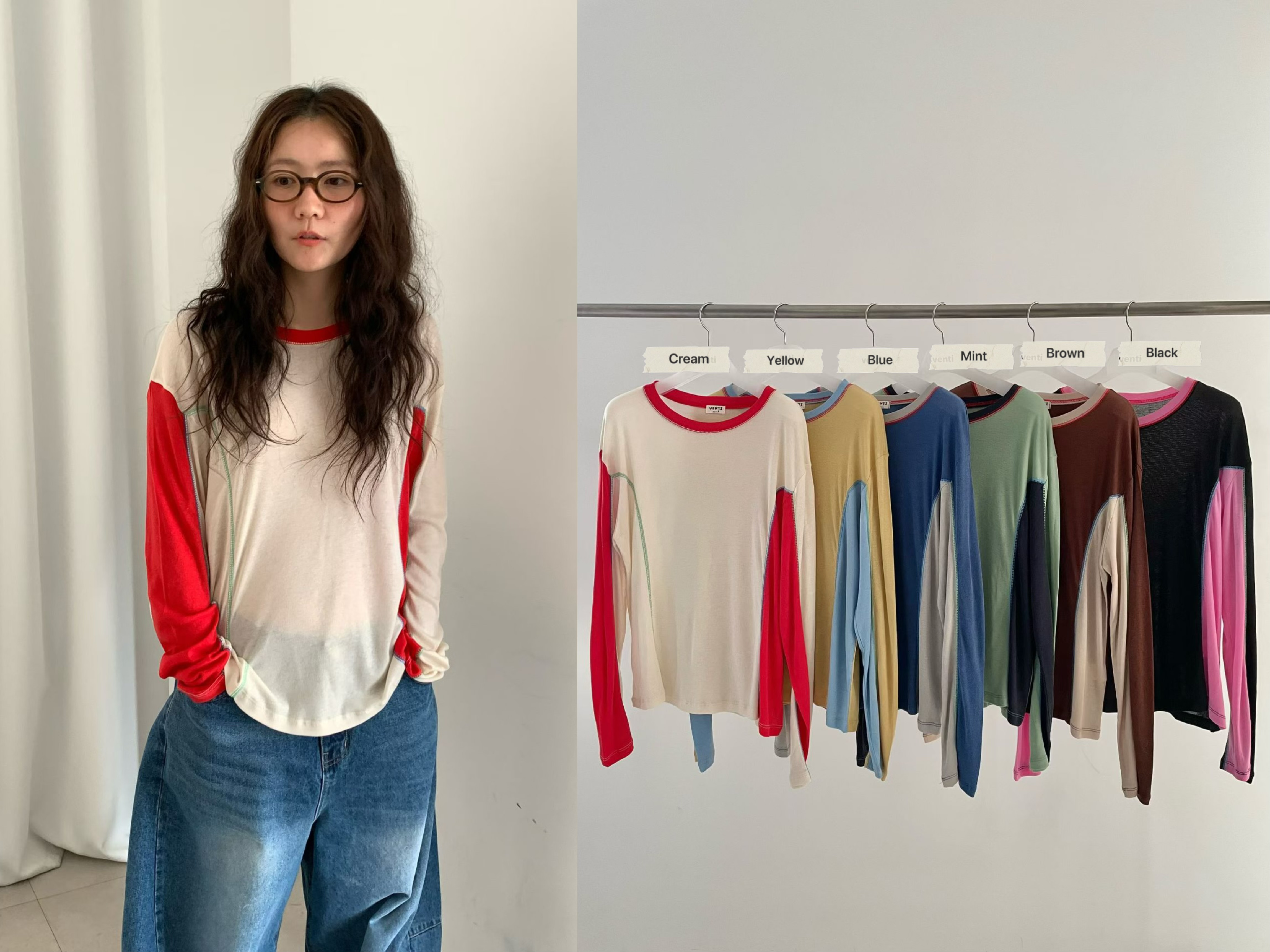 VP25/ COLOUR-BLOCK SEMI-SHEER SOFT TOP 