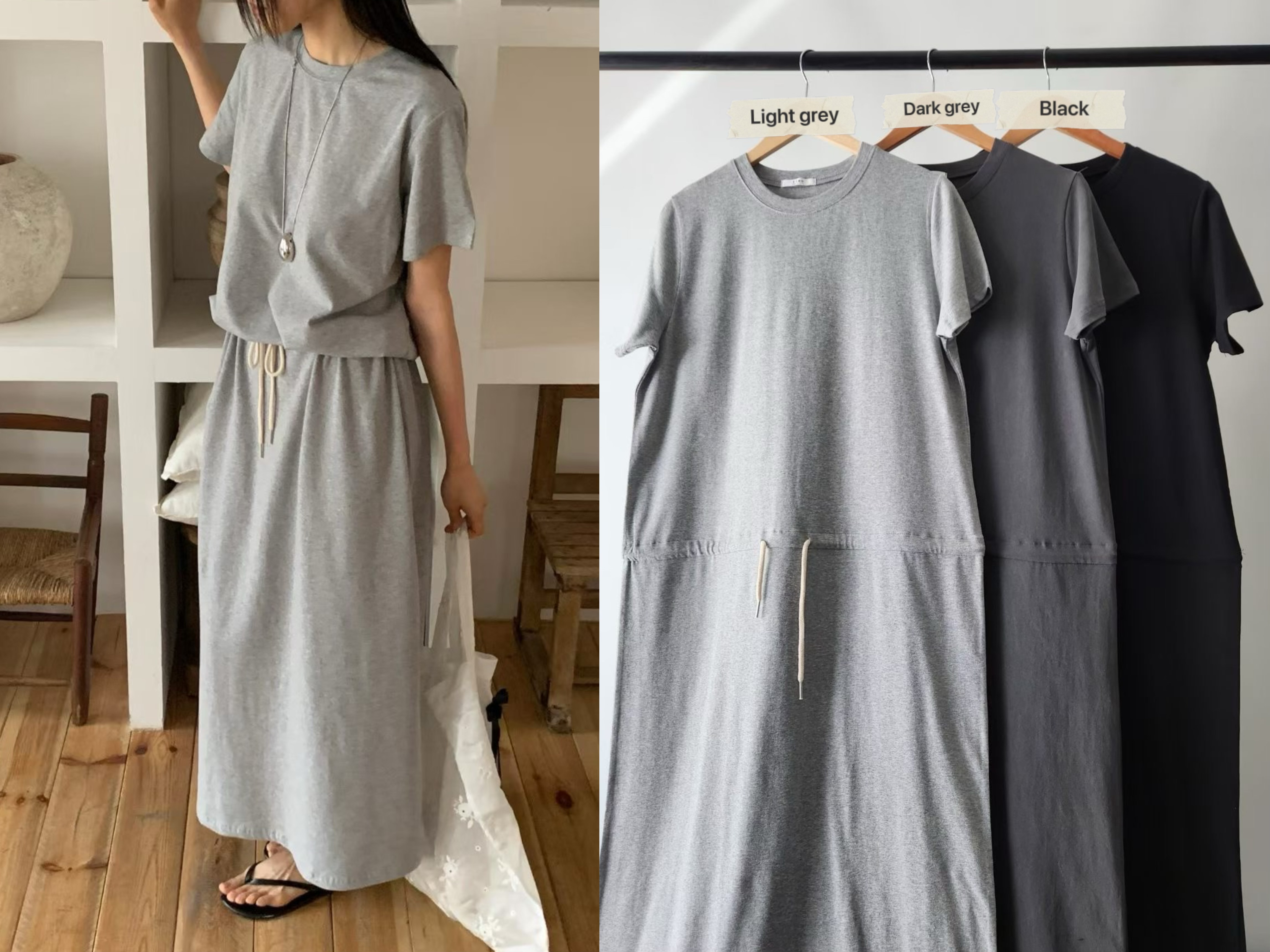 090426/DRAWSTRING WAIST TEE-SHIRT DRESS 