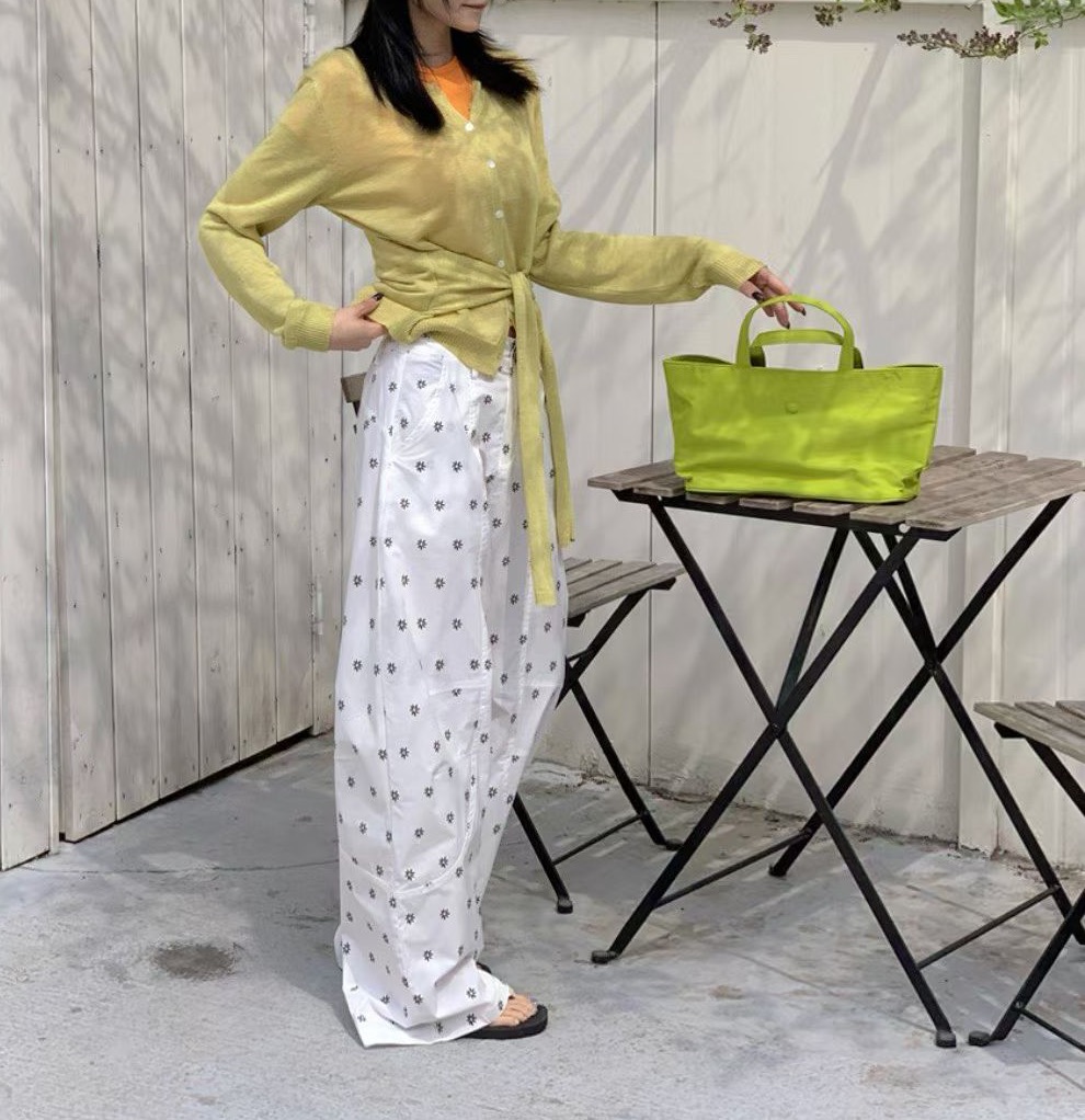 060426/FLORAL PRINT LOOSE FIT TROUSERS 