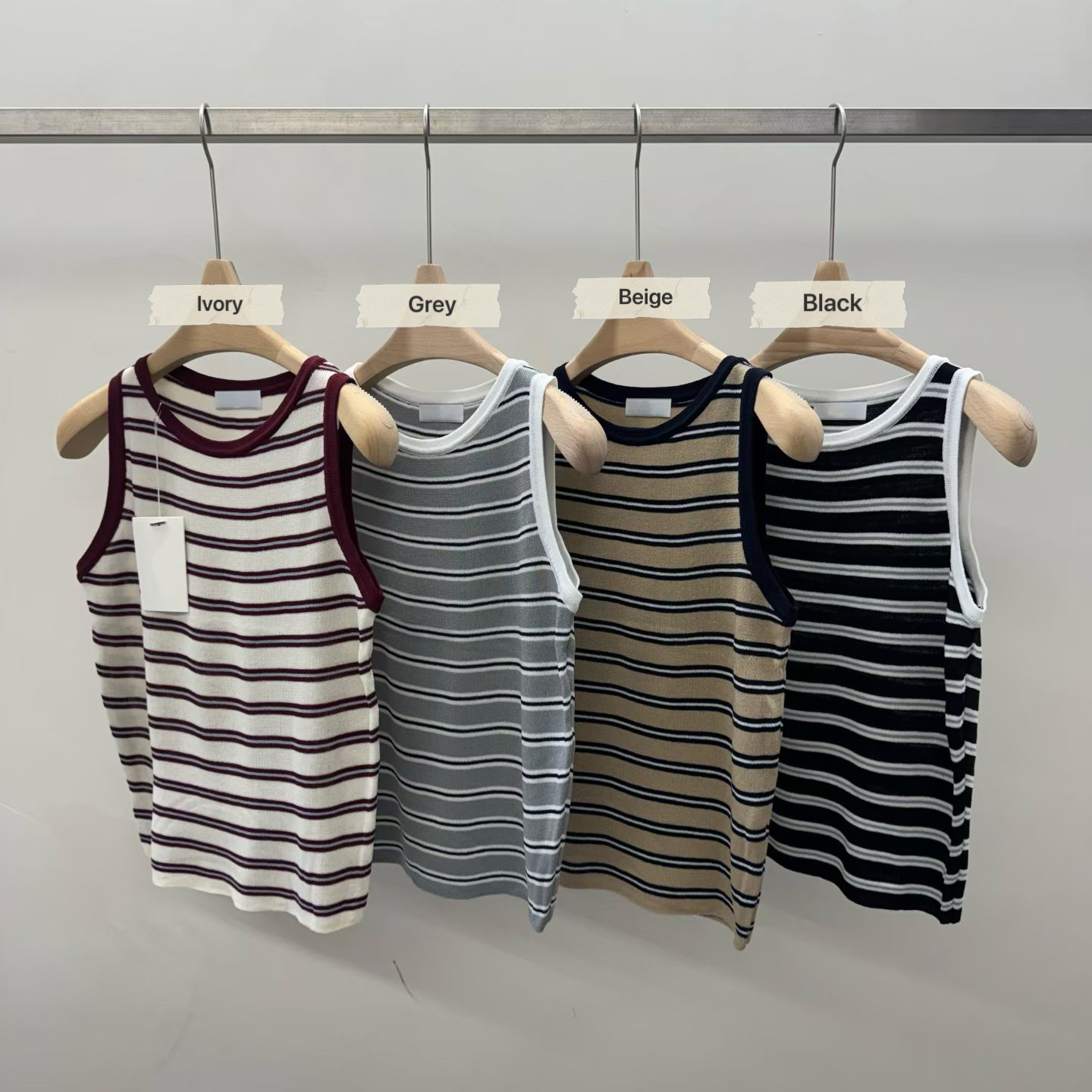 T180426/CONTRAST PIPING RIBBED KNIT TANK TOP