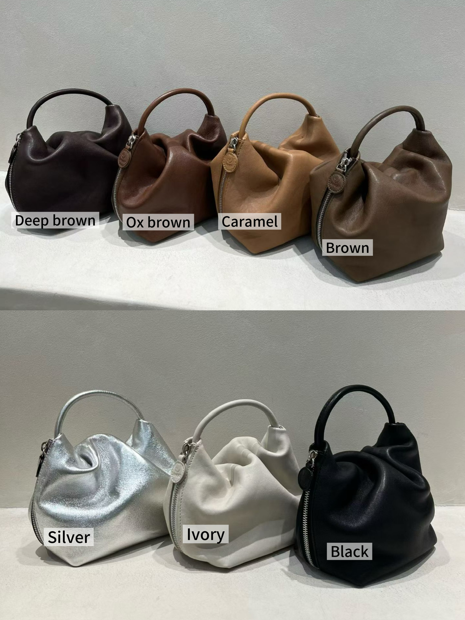 LP01 / SHORT HANDLE WITH SIDE ZIP LAMBSKIN BAG