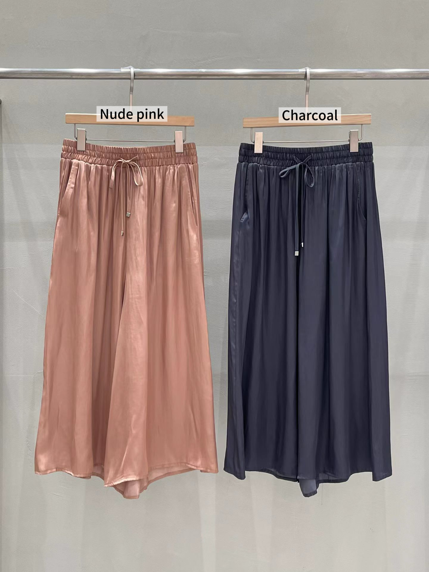 MU21 / ELASTIC BANDING POCKET FLOWY PANTS