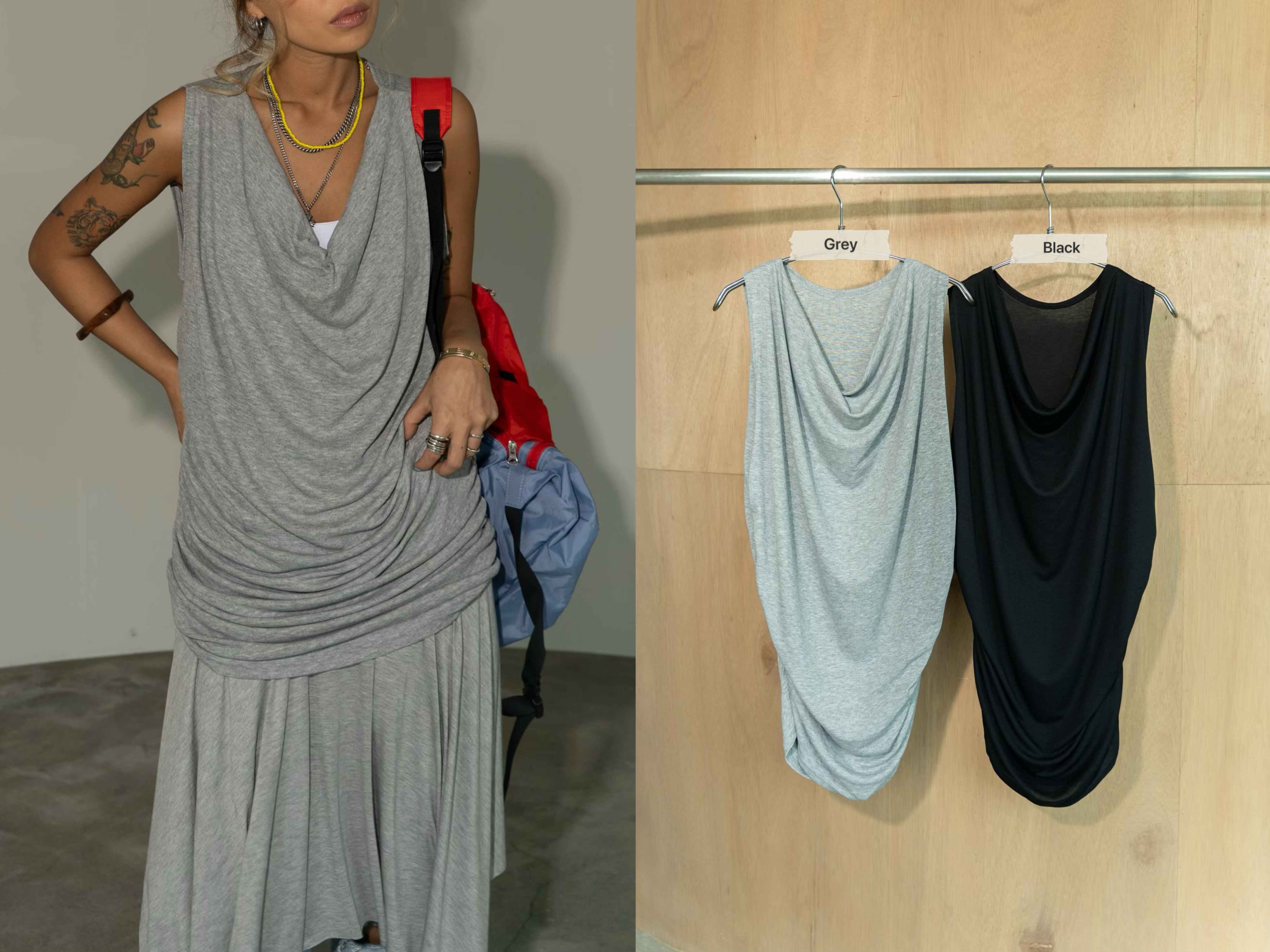 810426/COWL NECKLINE RUCHED TOP