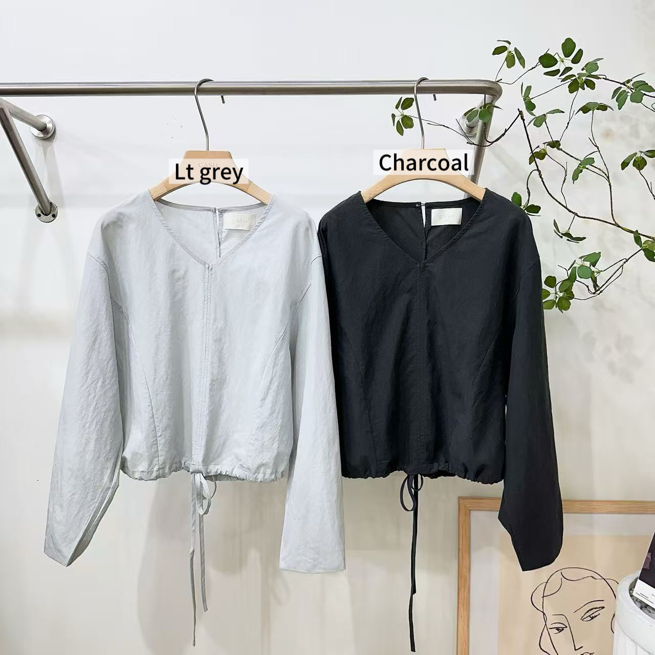 CS14 / V NECKLINE DRAWSTRING BLOUSE