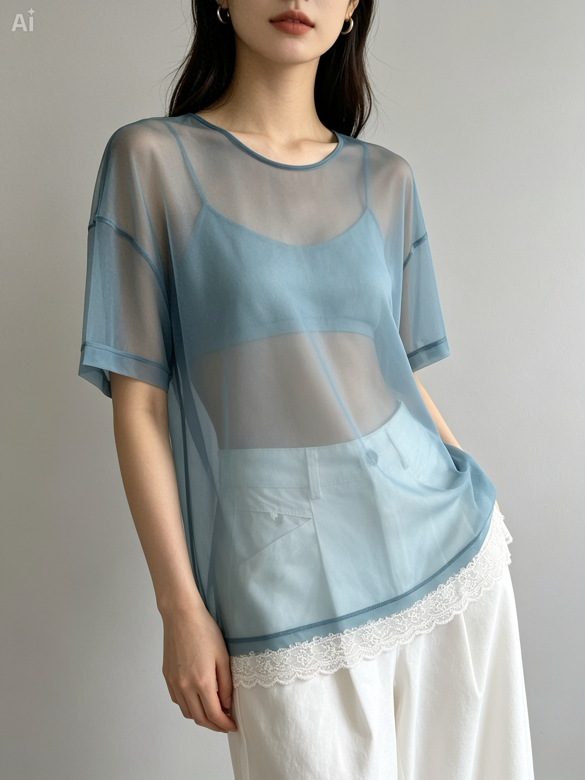 LAYERING SOFT MESH TOP/T740426