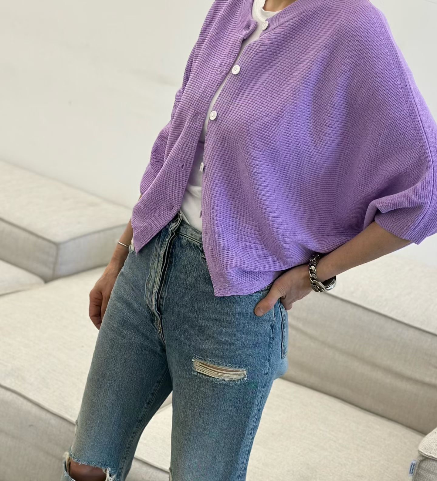 DM02 / BUTTON DOWN BAT WING CARDIGAN