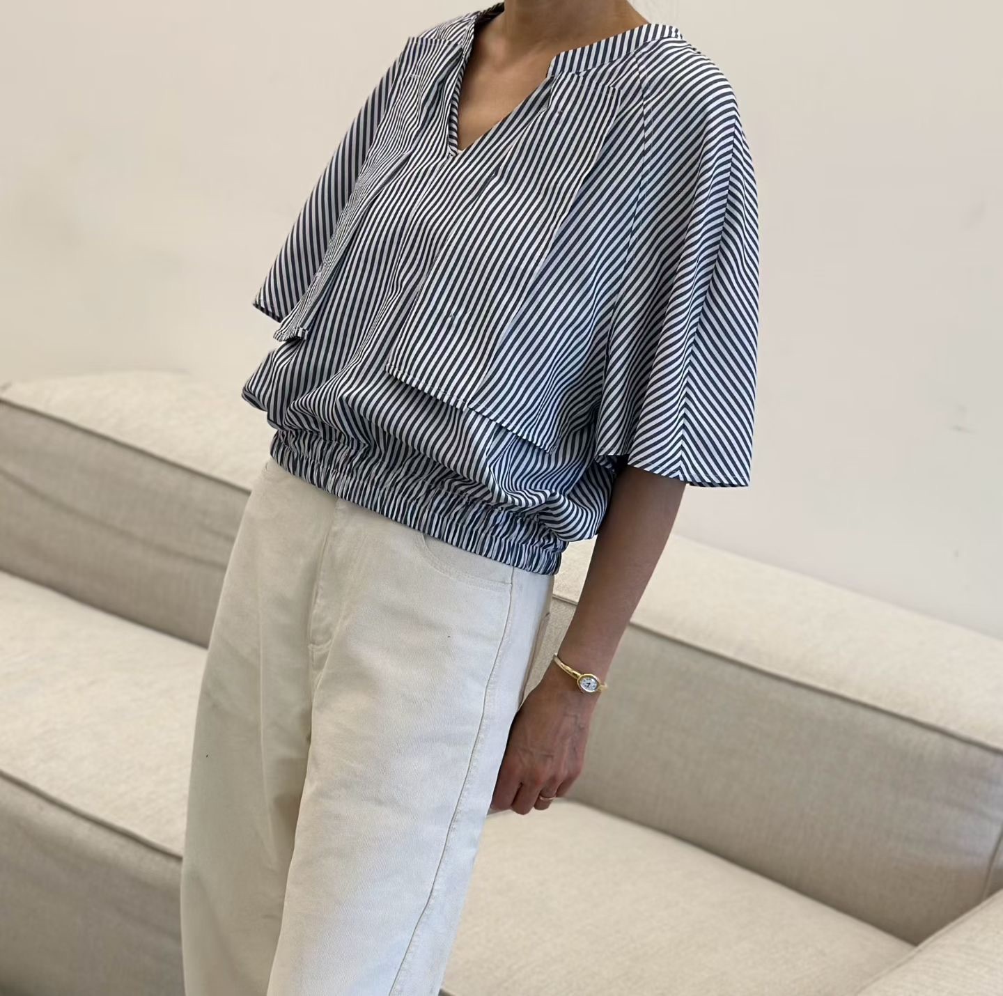 DM09 / STRIPE HEM SHIRT