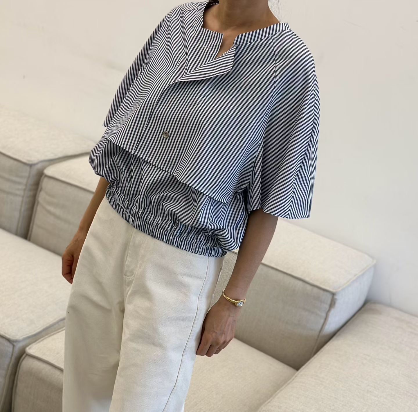 DM09 / STRIPE HEM SHIRT