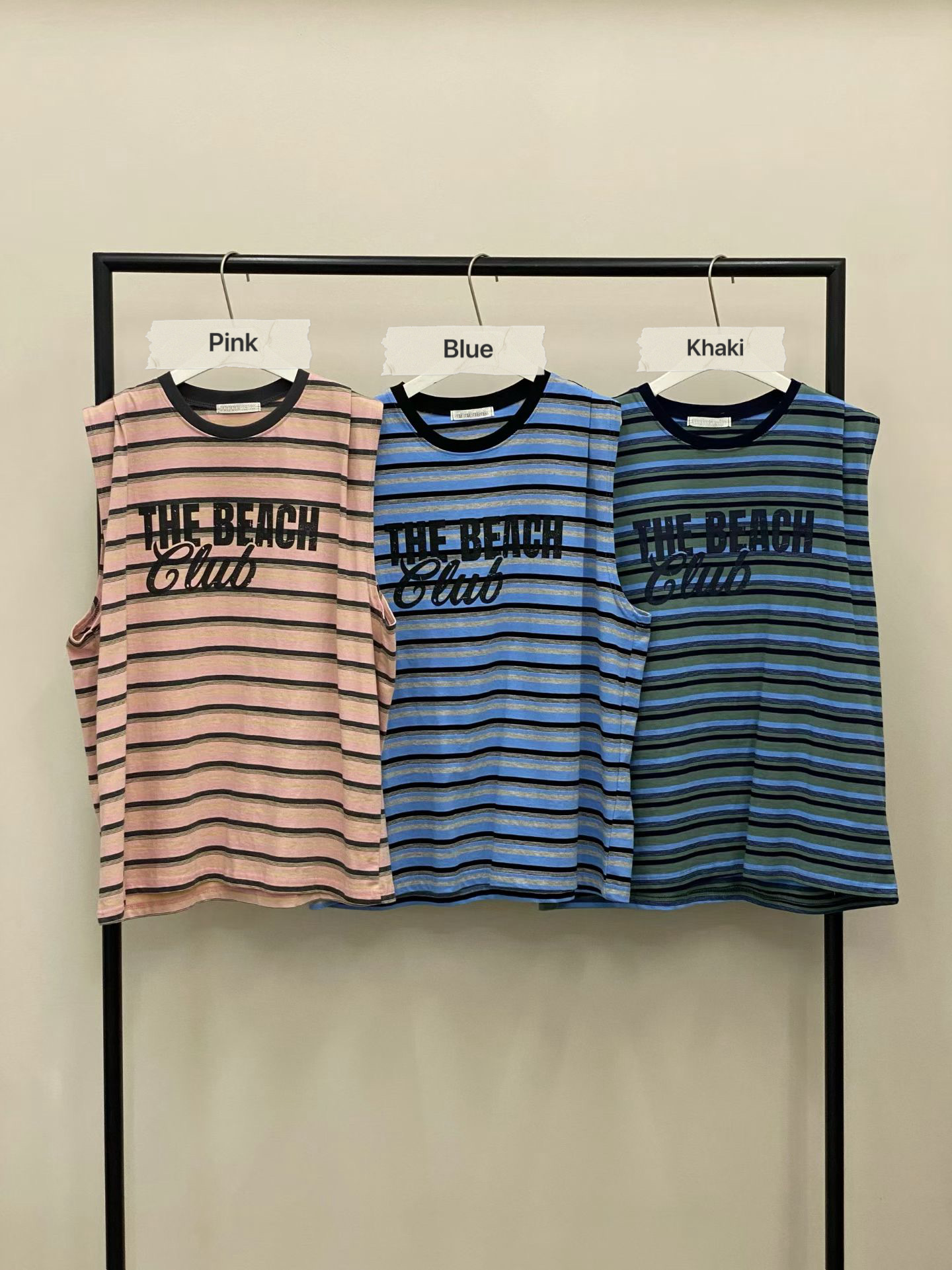 PG21 / "THE BEACH CLUB" STRIPE MUSCLE TANK TOP