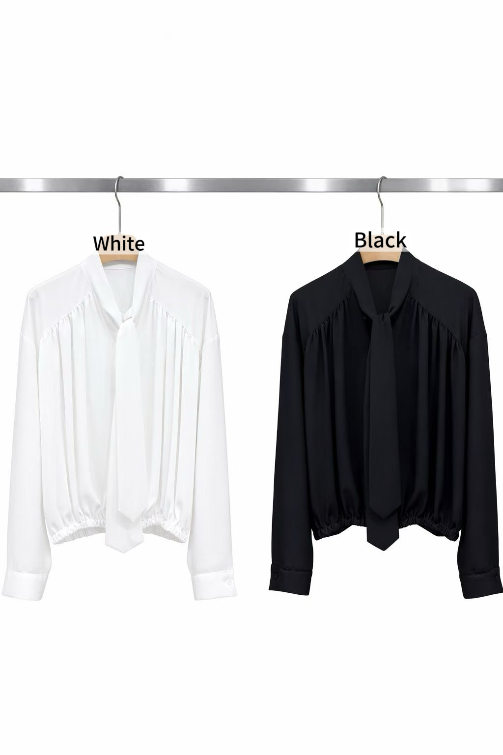 BY09 / FRONT TIE LONG SLEEVES BLOUSE