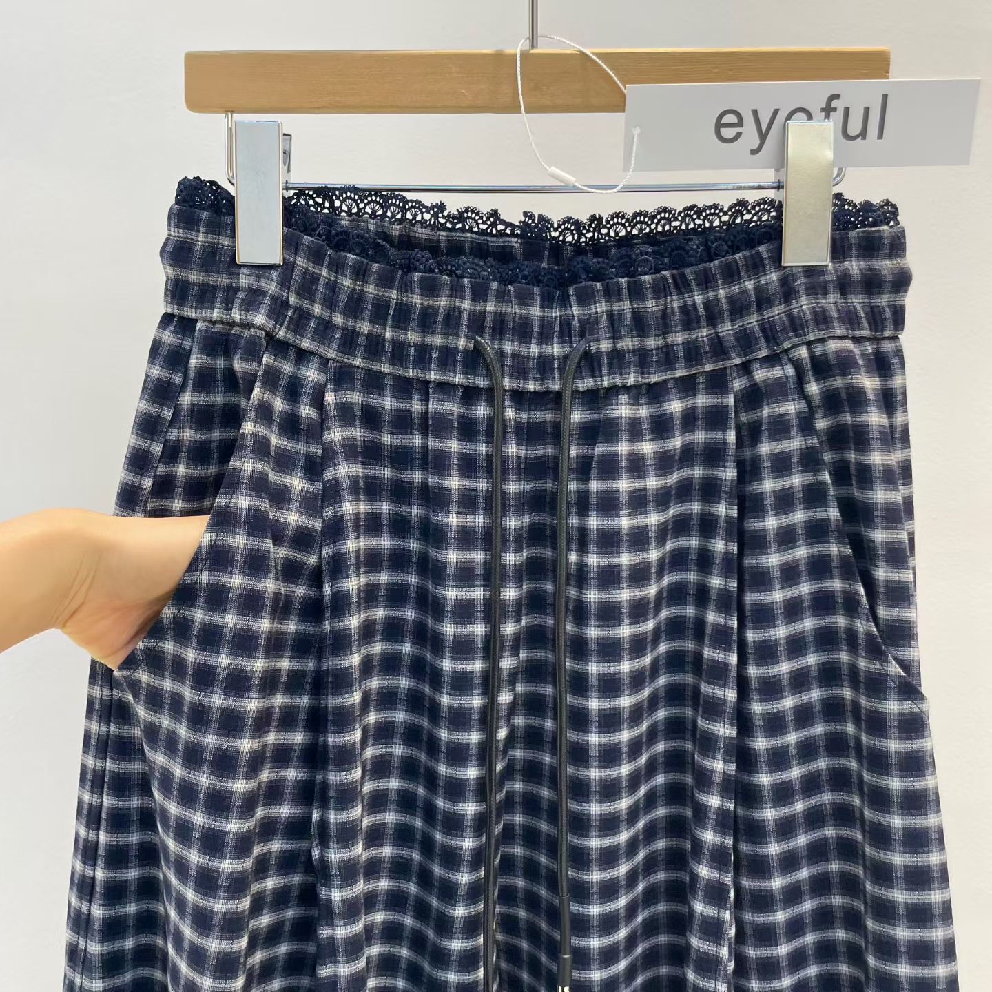 EY24 / ELASTIC WAISTBAND CHECKERED PANTS
