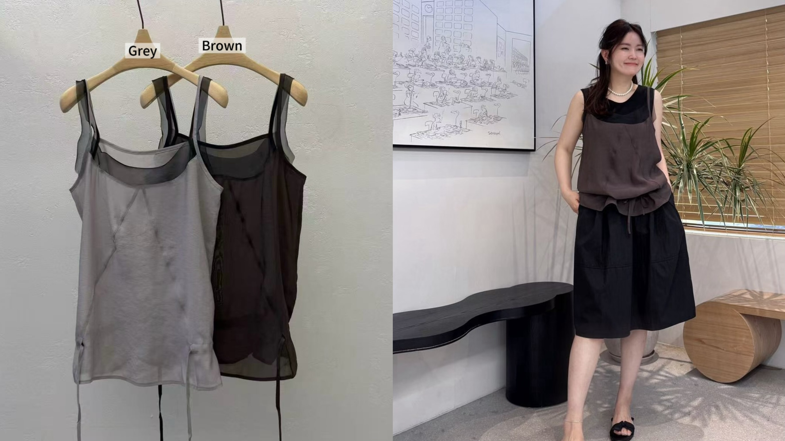 GA17 / TWO TONE SLEEVELESS TOP WITH MATCHING TIE