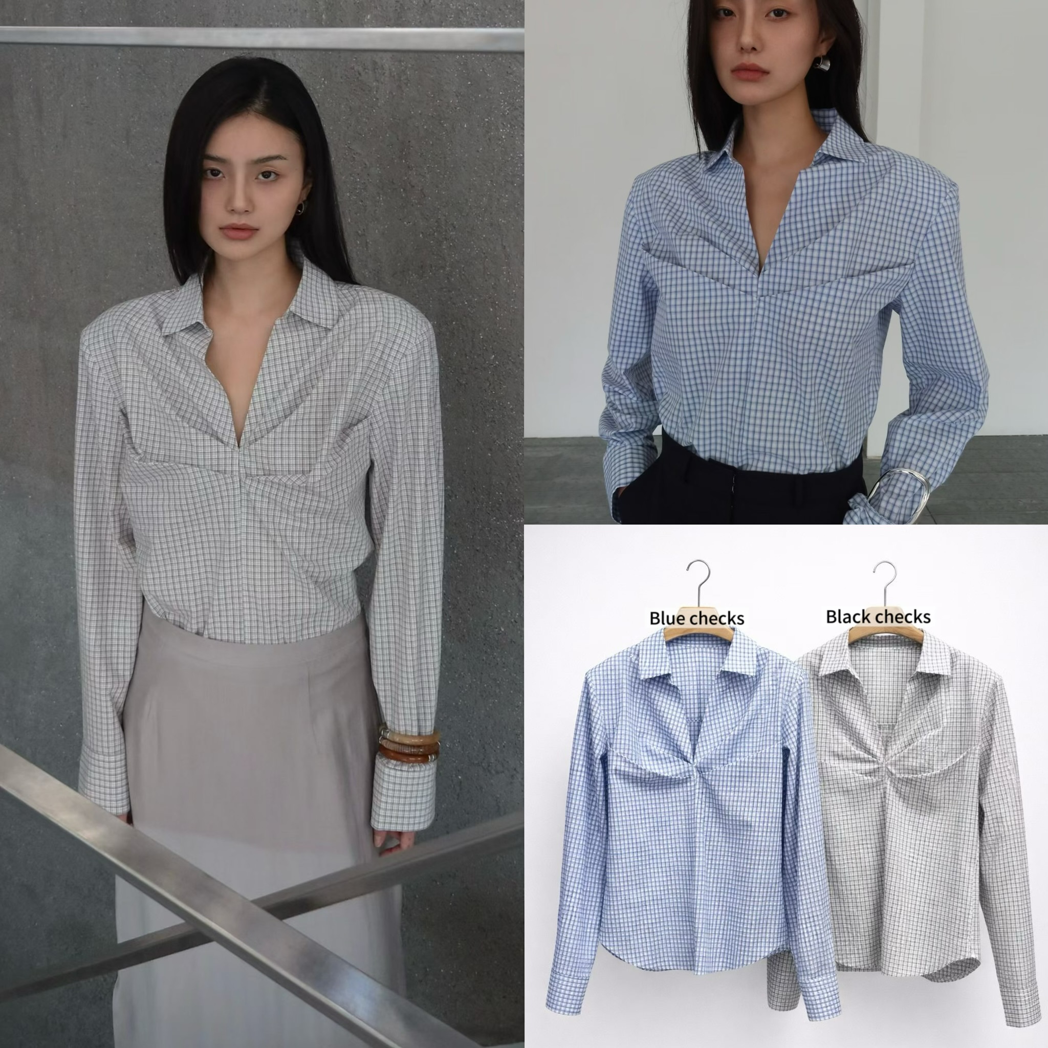 BY04 / V-NECKLINE FRONT RUCHING SHIRT