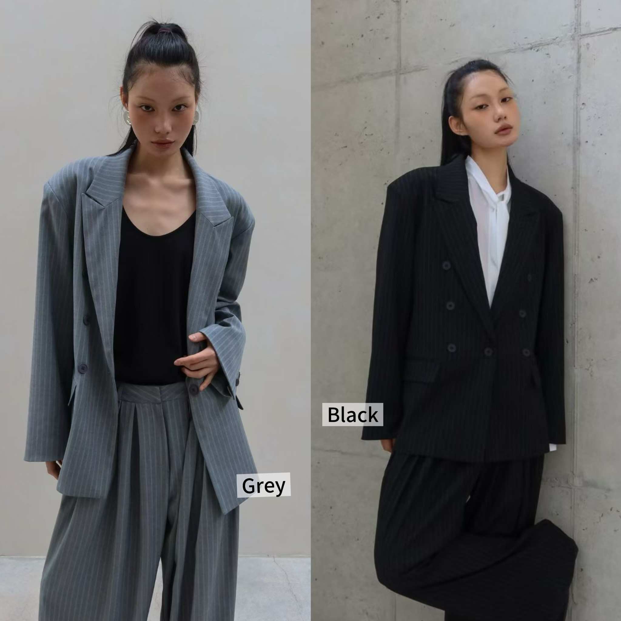 BY12 / PIN STRIPE TAILORED OVERSIZE BLAZER