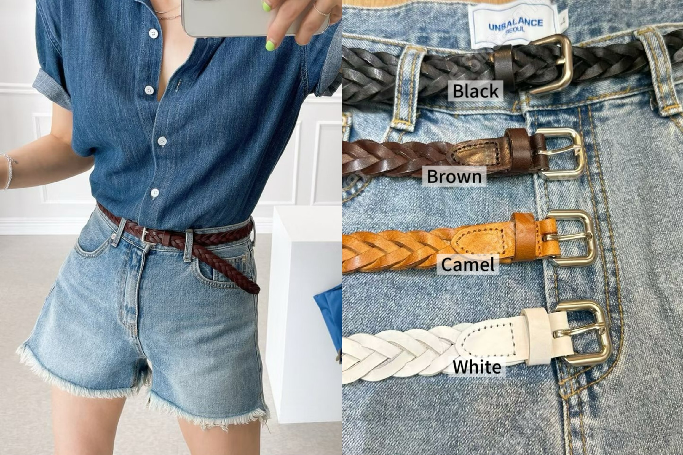 FG24 / WOVEN CALF LEATHER BELT