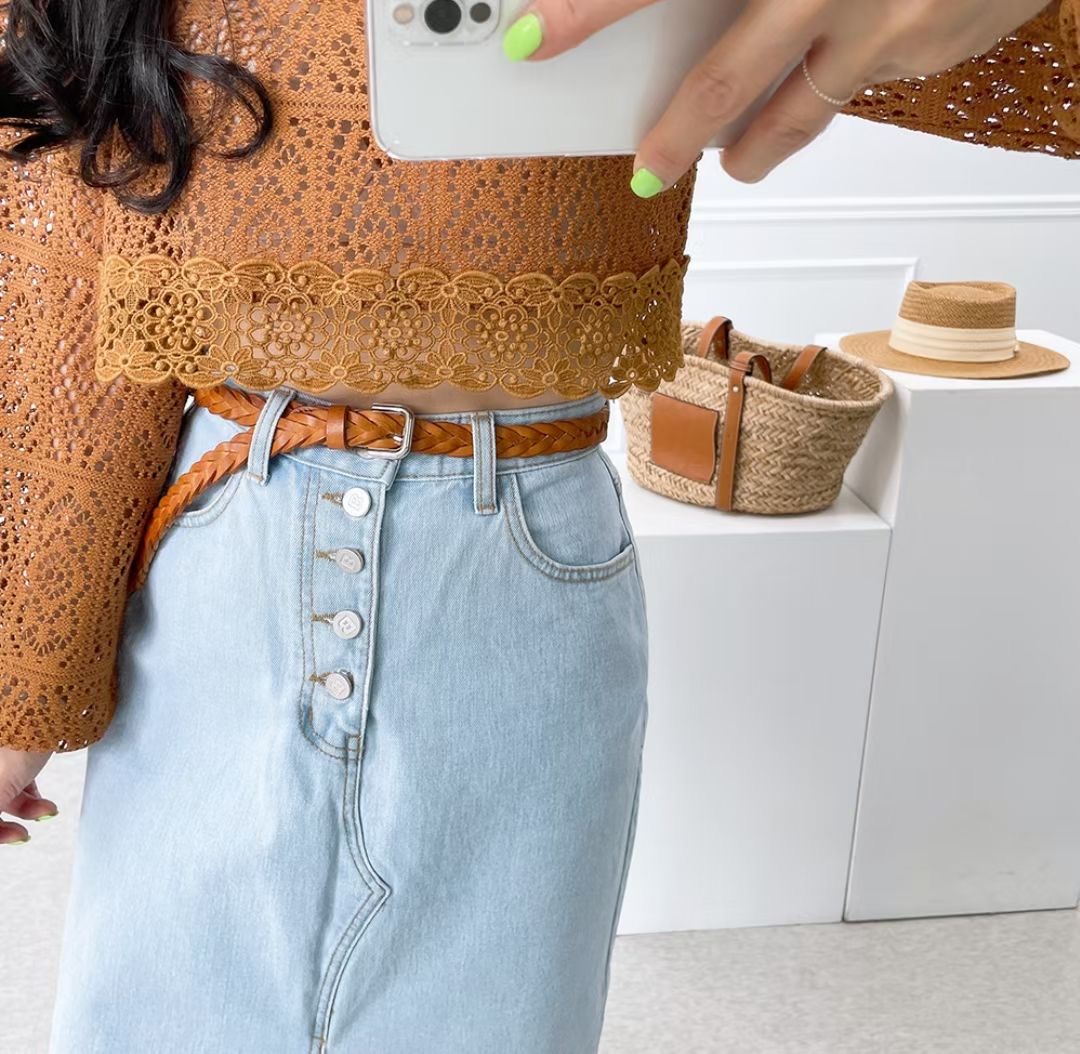 FG24 / WOVEN CALF LEATHER BELT