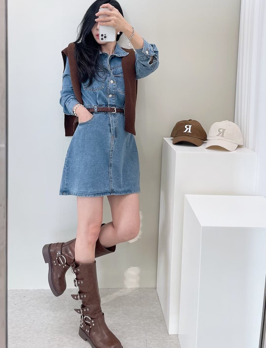 FG24 / WOVEN CALF LEATHER BELT