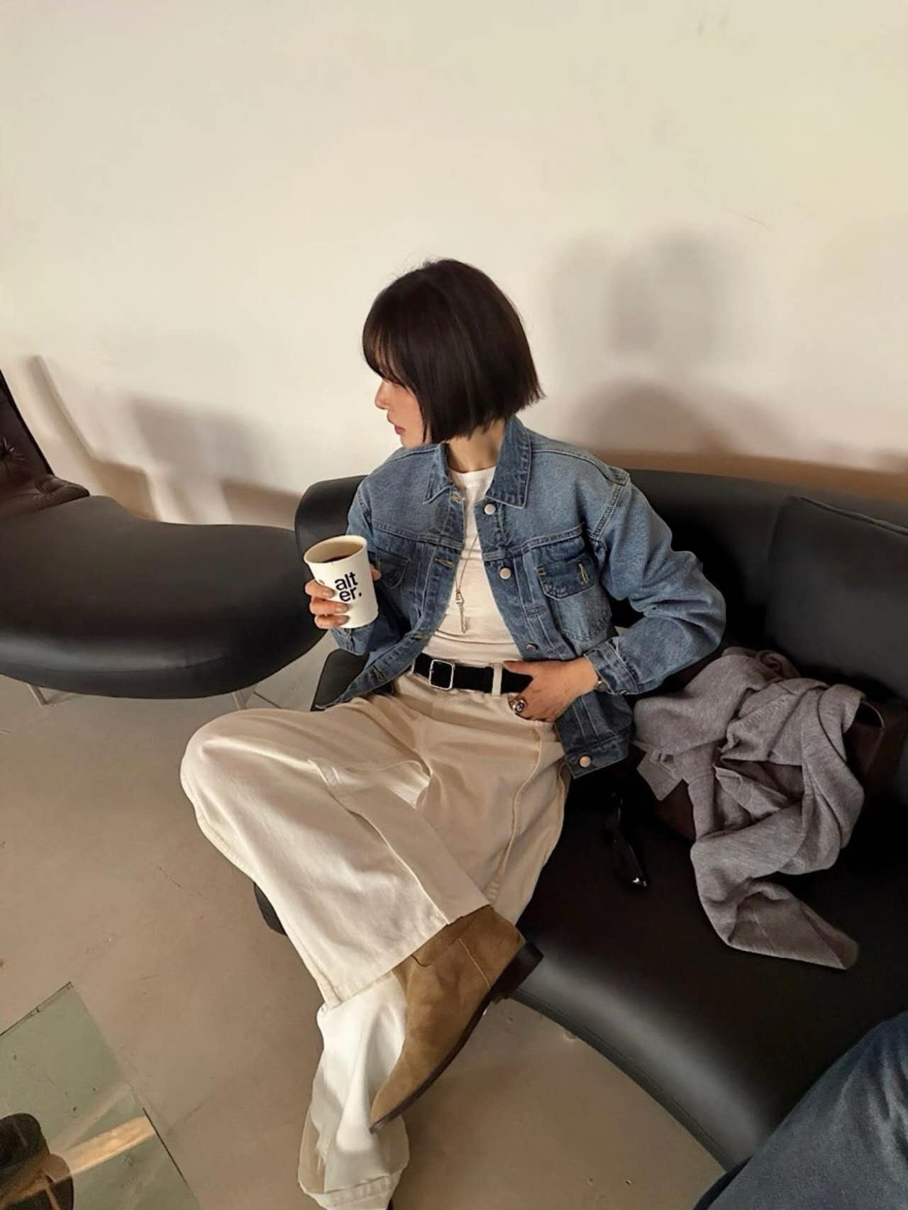 FG25 / SUEDE BUCKLE CALF LEATHER BELT