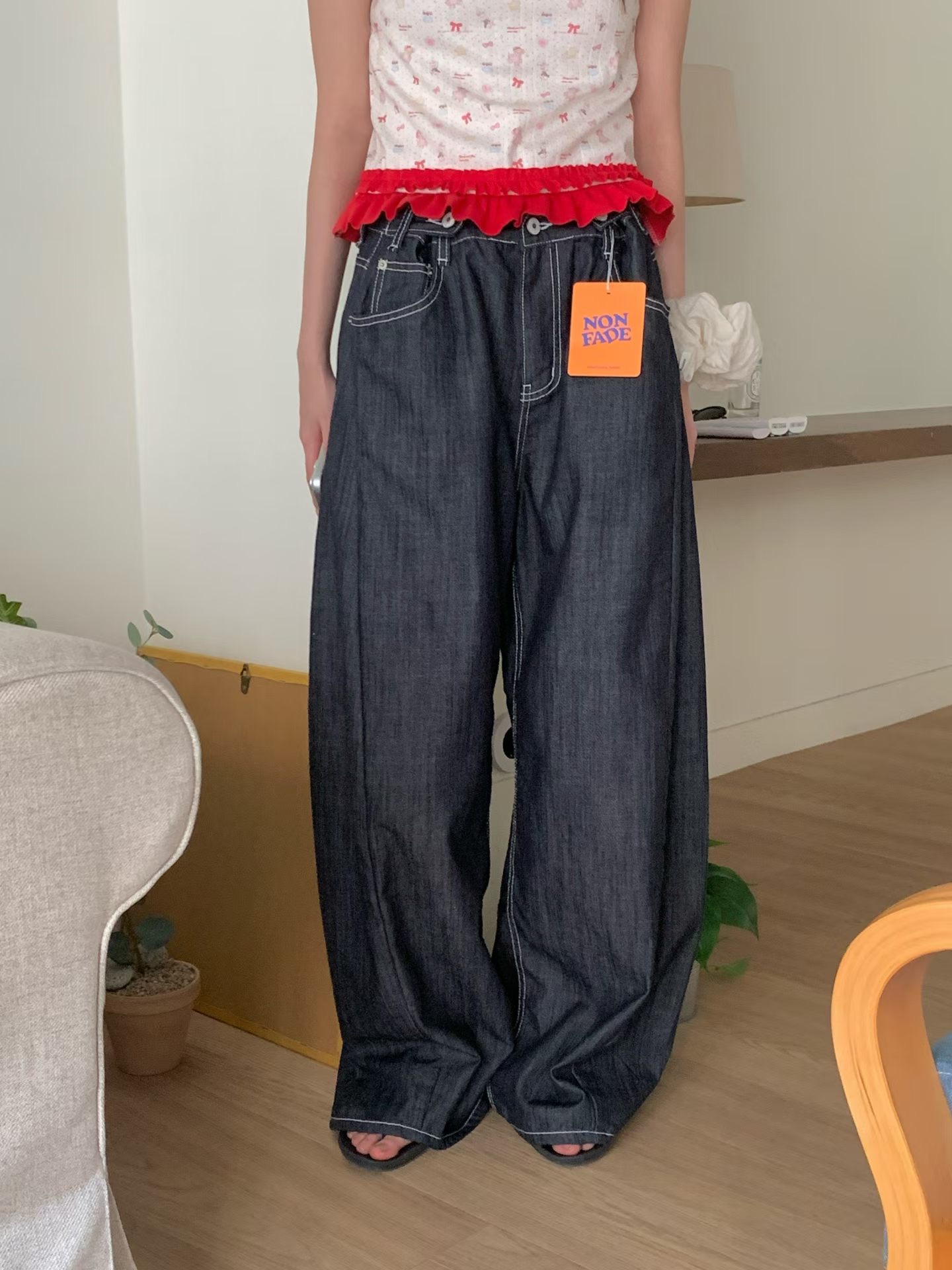 FG16 / ADJUSTABLE BUTTONS BAGGY JEANS