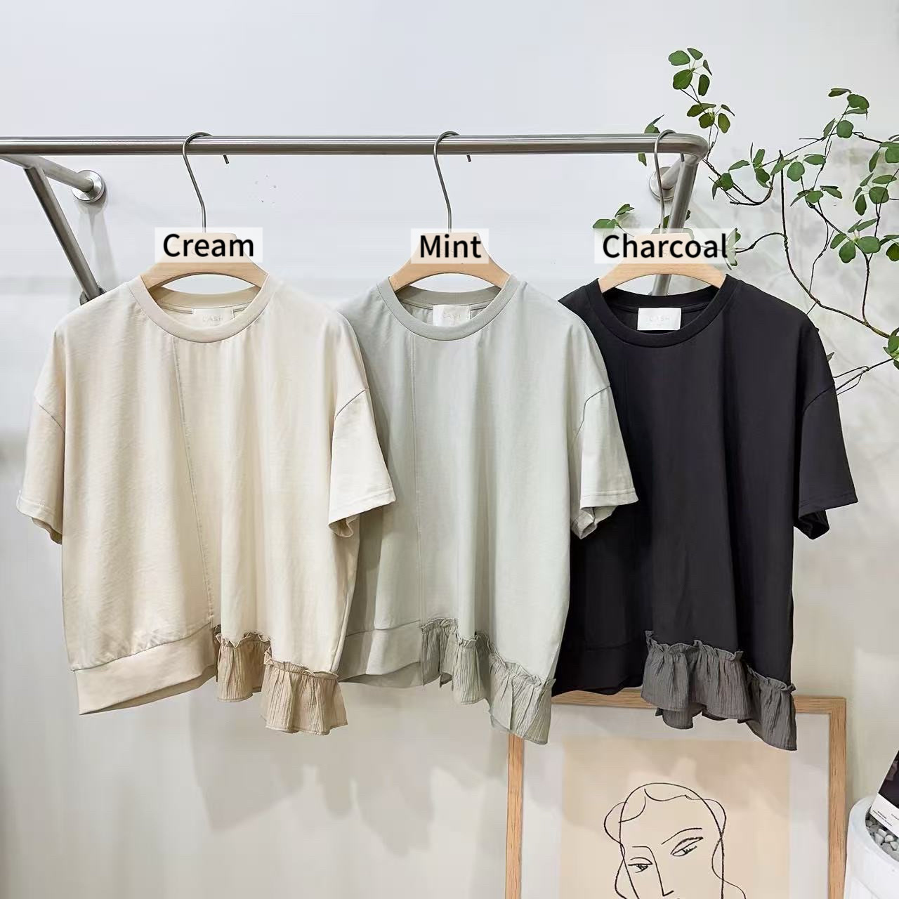 CS24 / DUO FABRIC RUFFLES TOP 