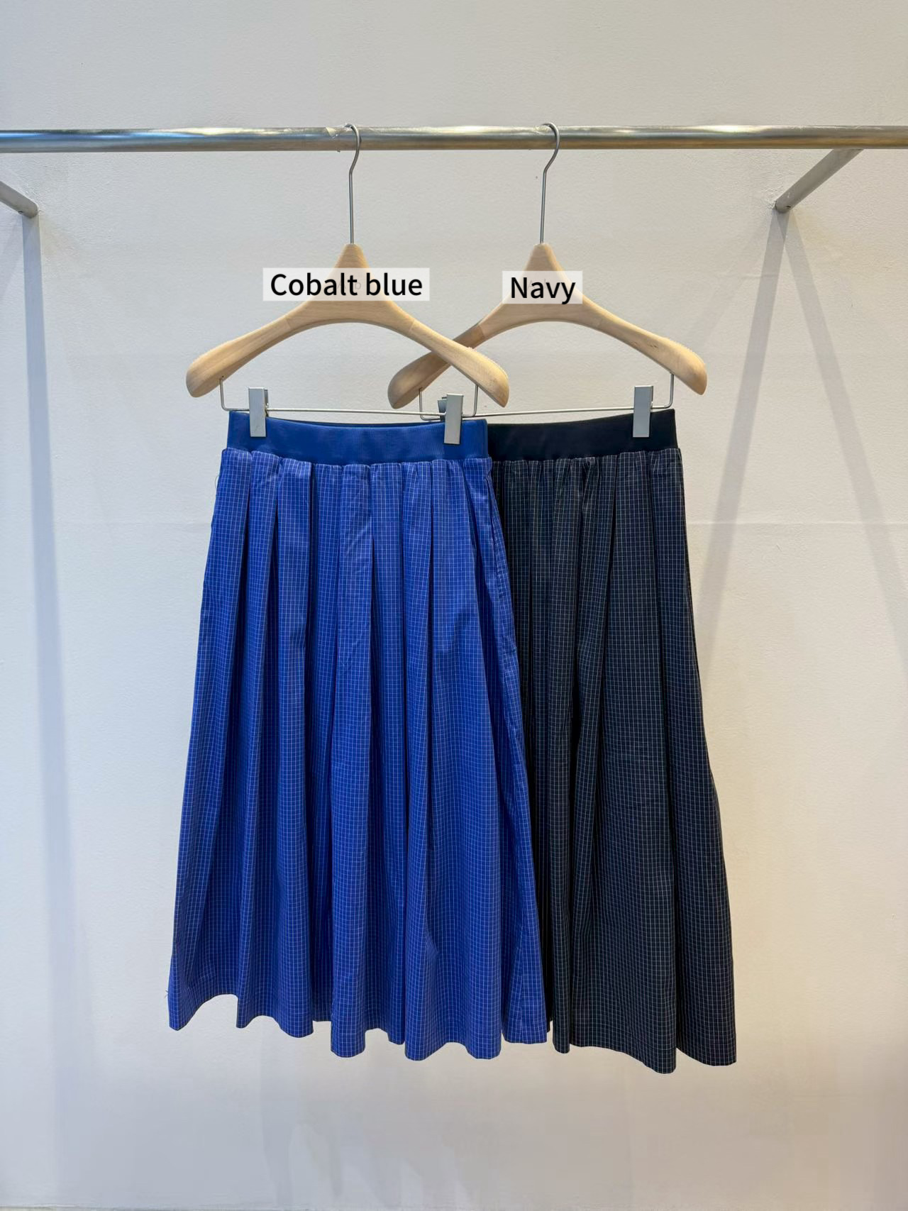 UE30 / ELASTIC WAISTBAND CHECKERED PLEATED SKIRT