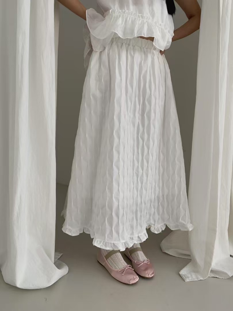 DALEYZA TEXTURED RUFFLE HEM SKIRT