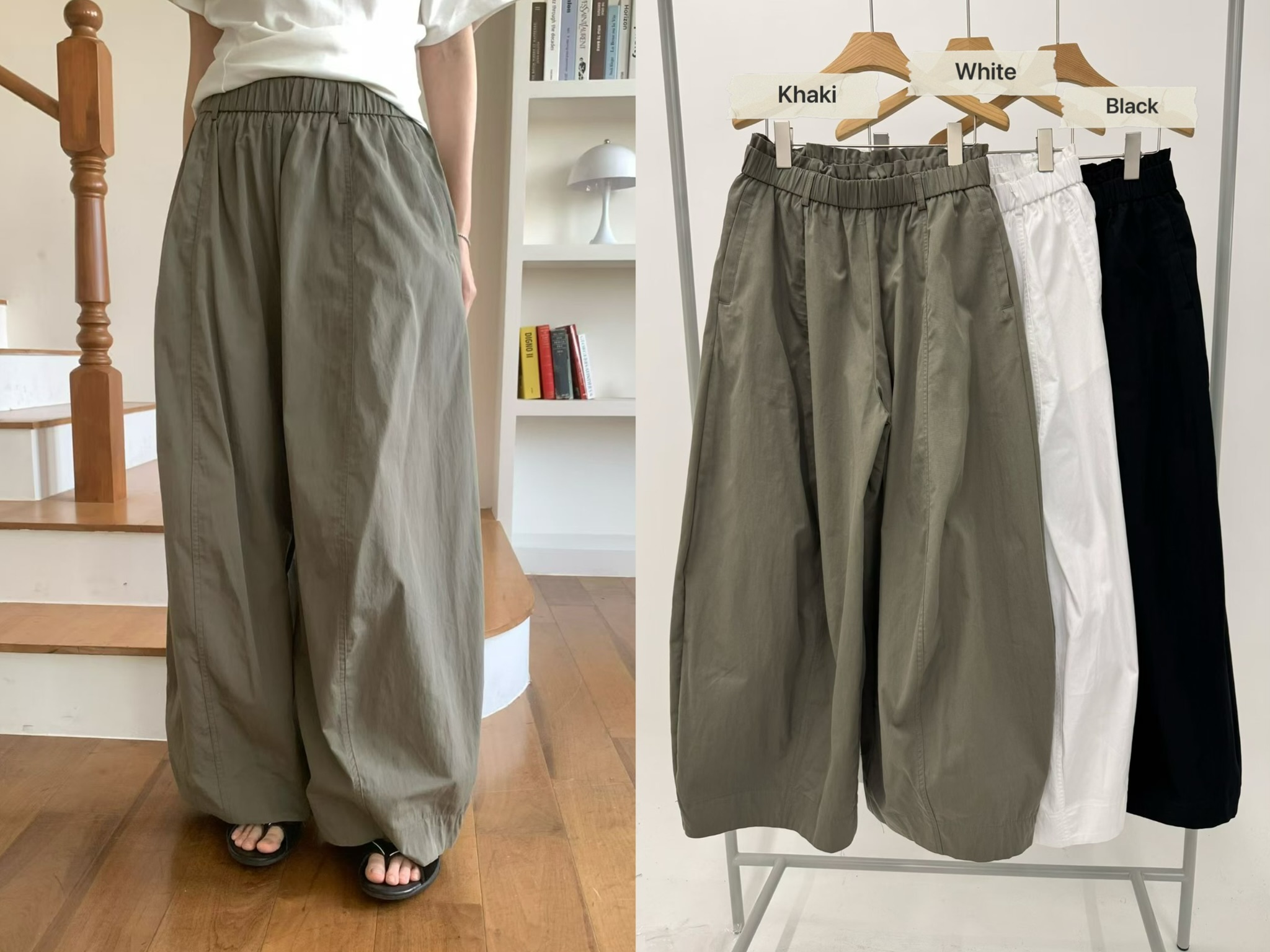 PG28 / RUFFLE WAIST BAND BAGGY TROUSERS