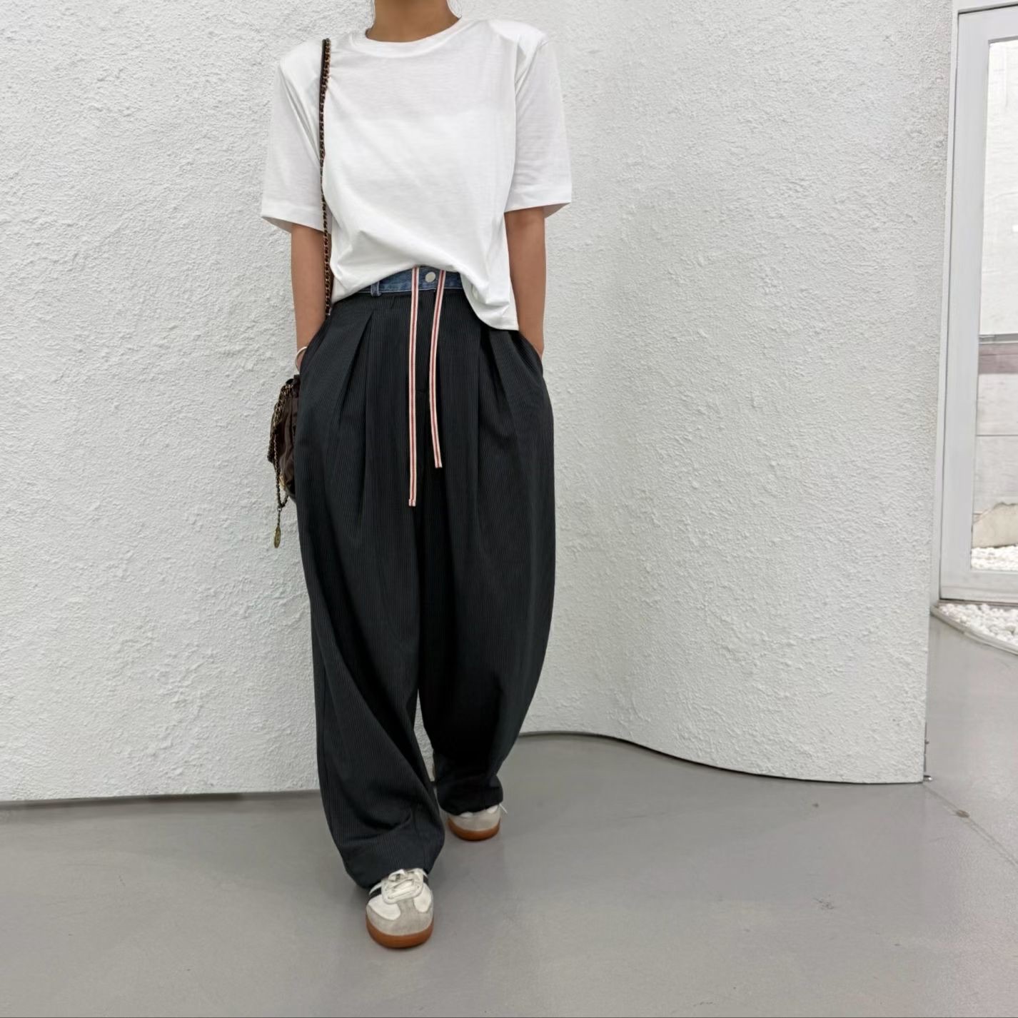 FG21 / CONTRAST DENIM BANDING TROUSERS