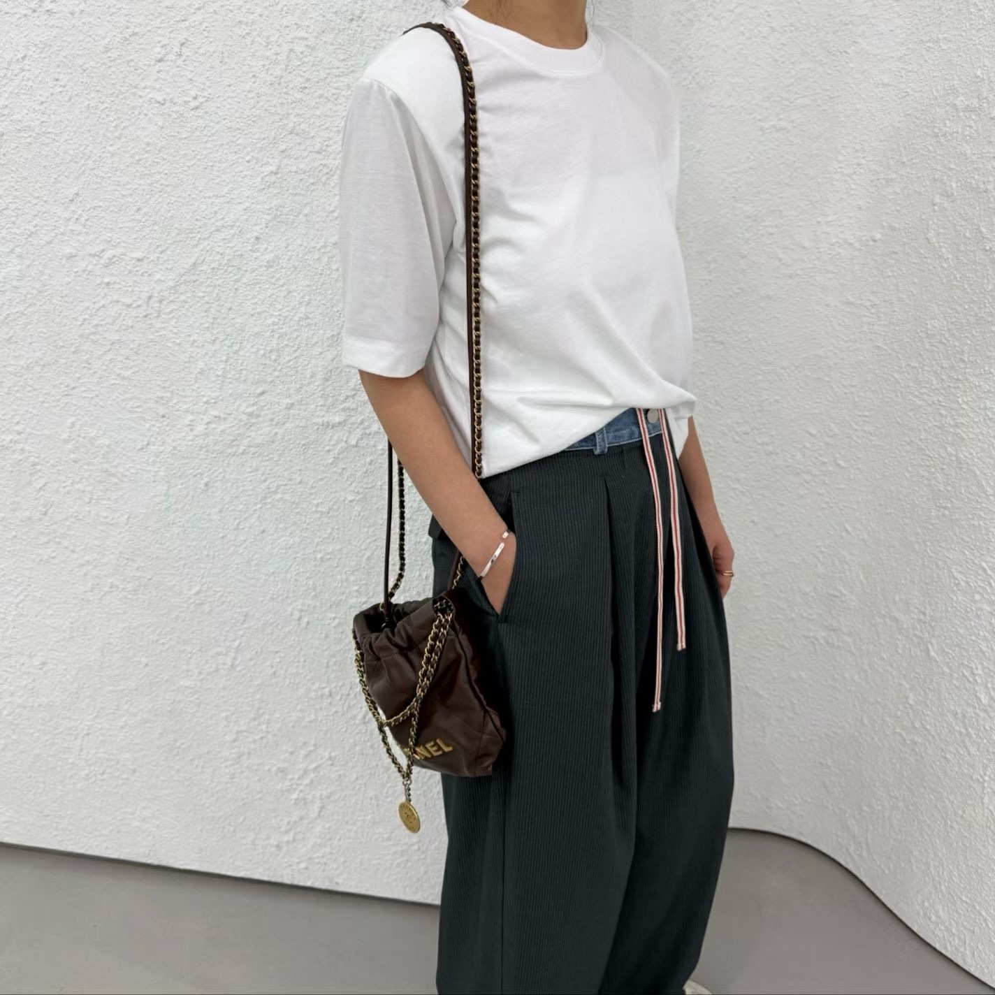 FG21 / CONTRAST DENIM BANDING TROUSERS