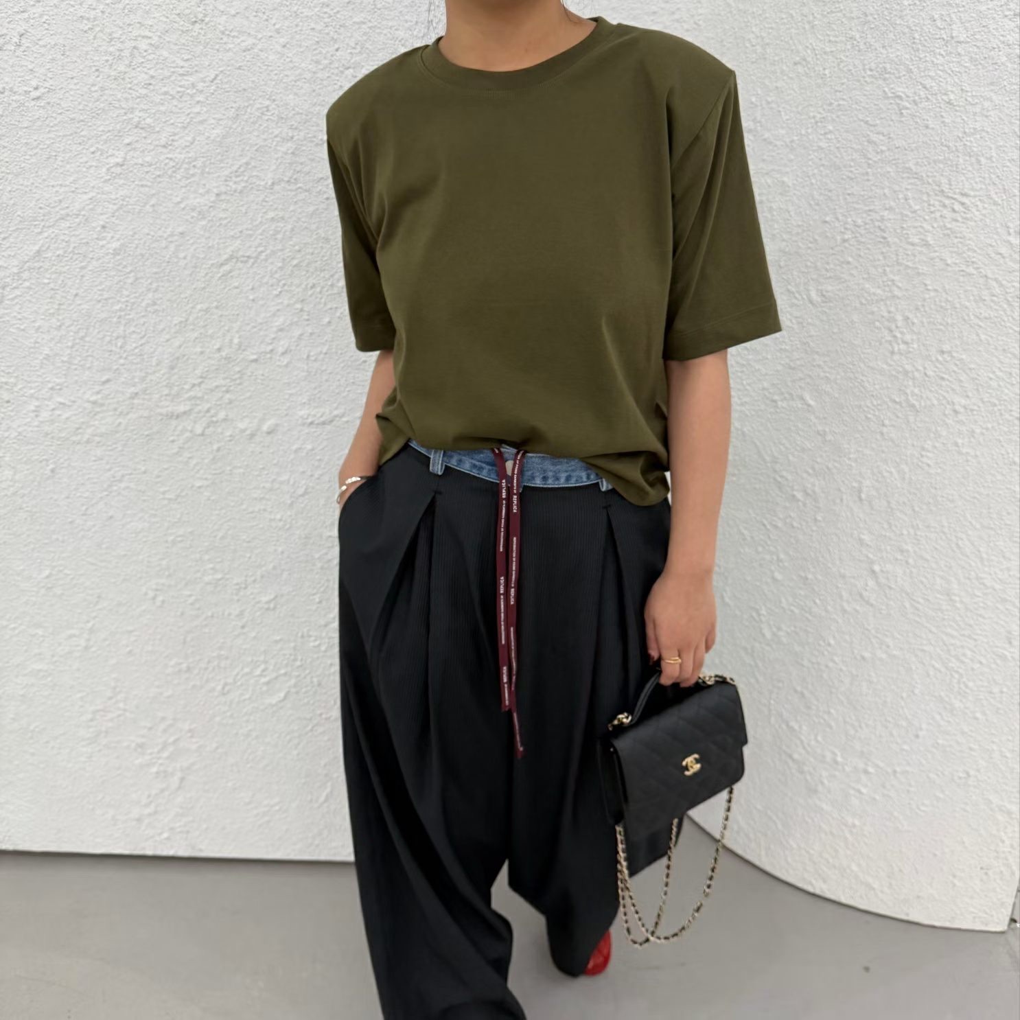 FG21 / CONTRAST DENIM BANDING TROUSERS