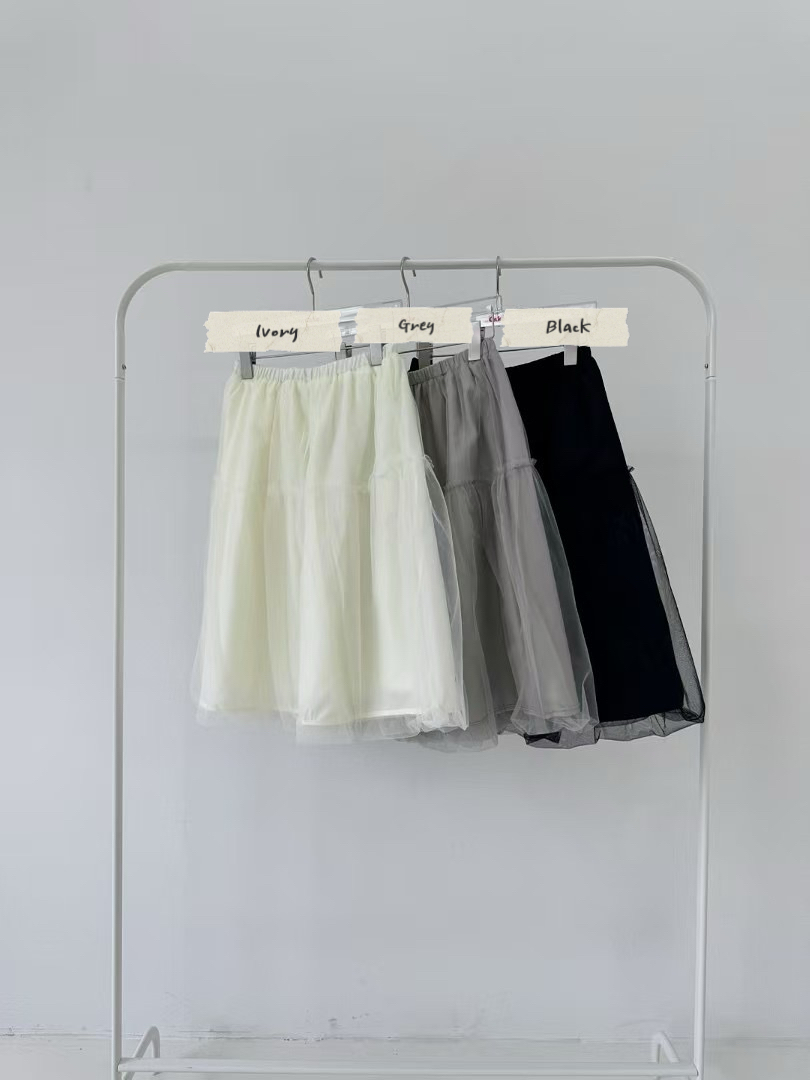 DANNA TULLE OVERLAY MIDI SKIRT