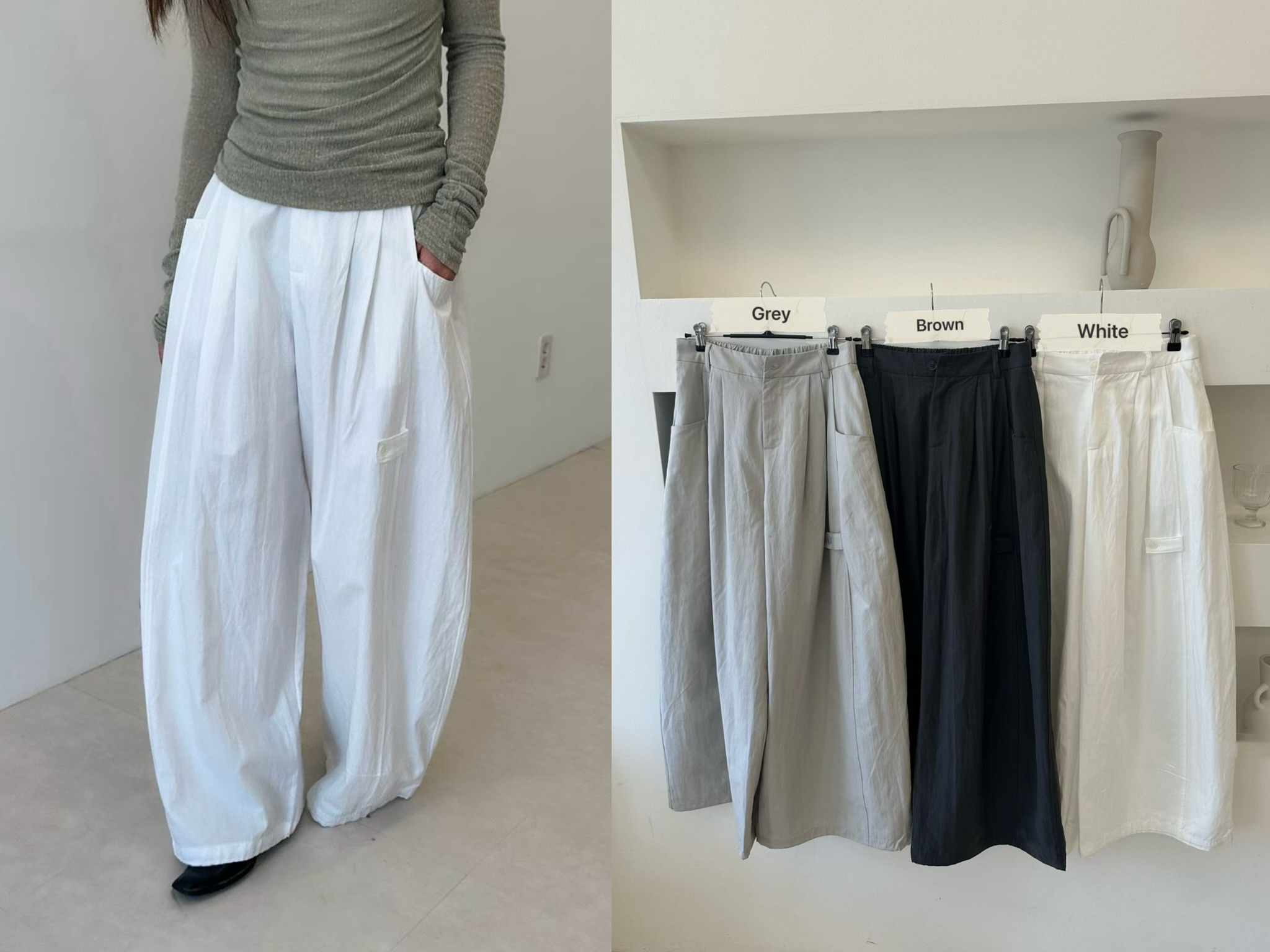 FG18 / PINTUCK WIDE LEG TROUERS