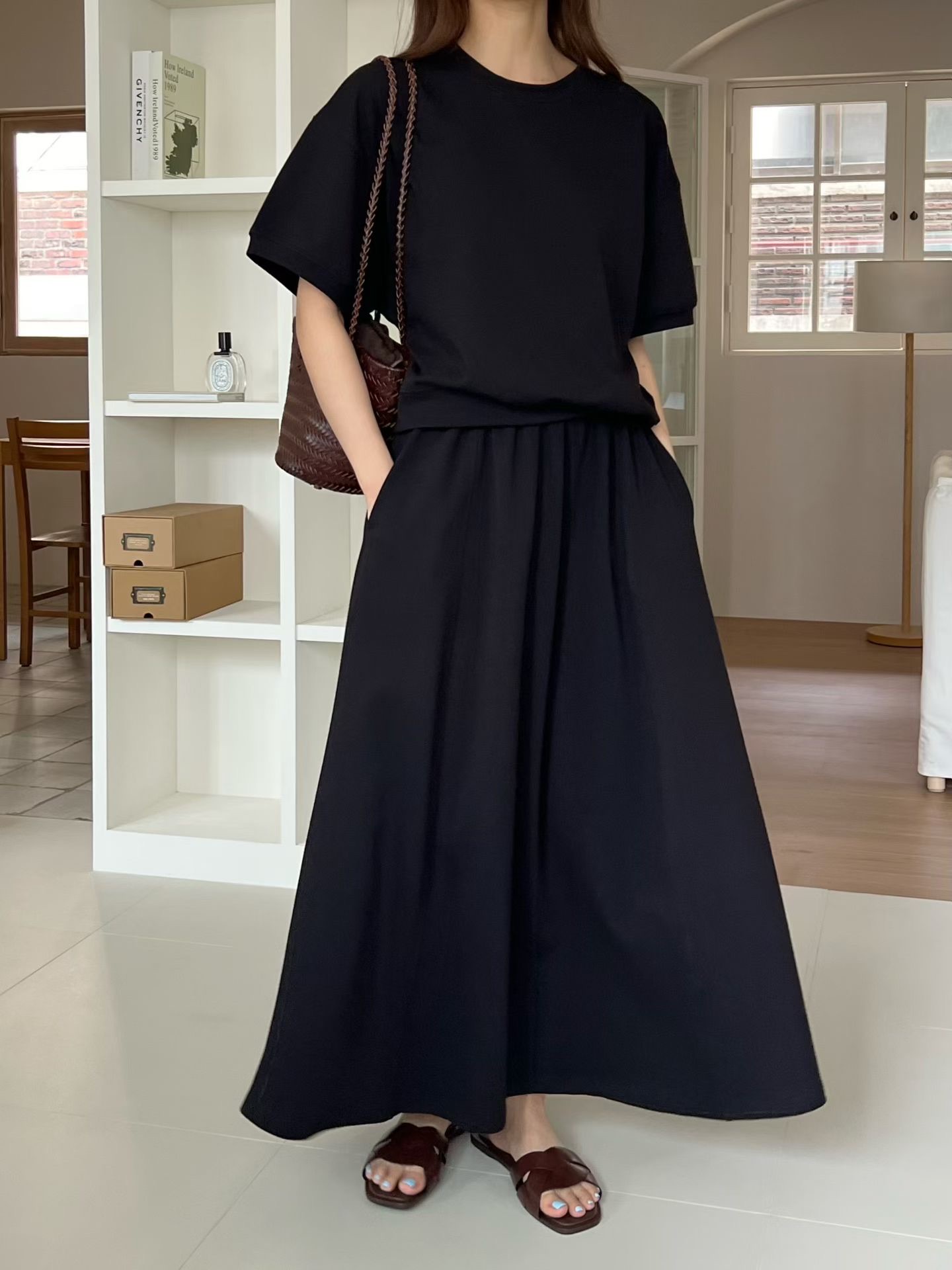 FG26 / SHORT SLEEVES PULLOVER WITH POCKET SKIRT SET