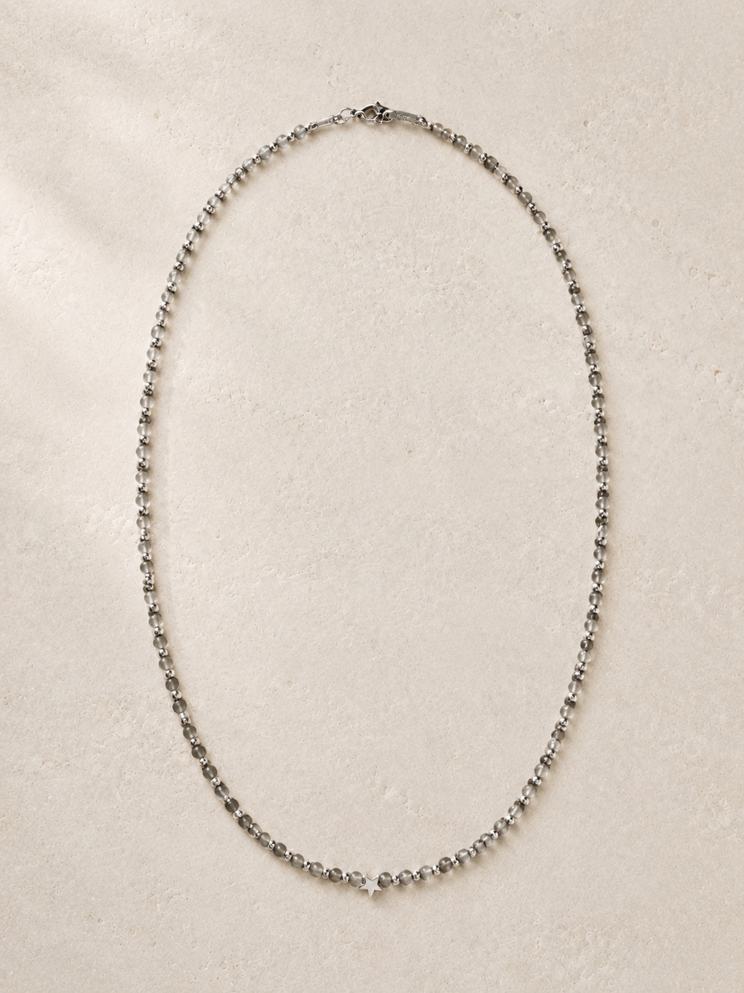 NK04 / SMOKY GREY BEADS/SILVER BEADS NECKLACE