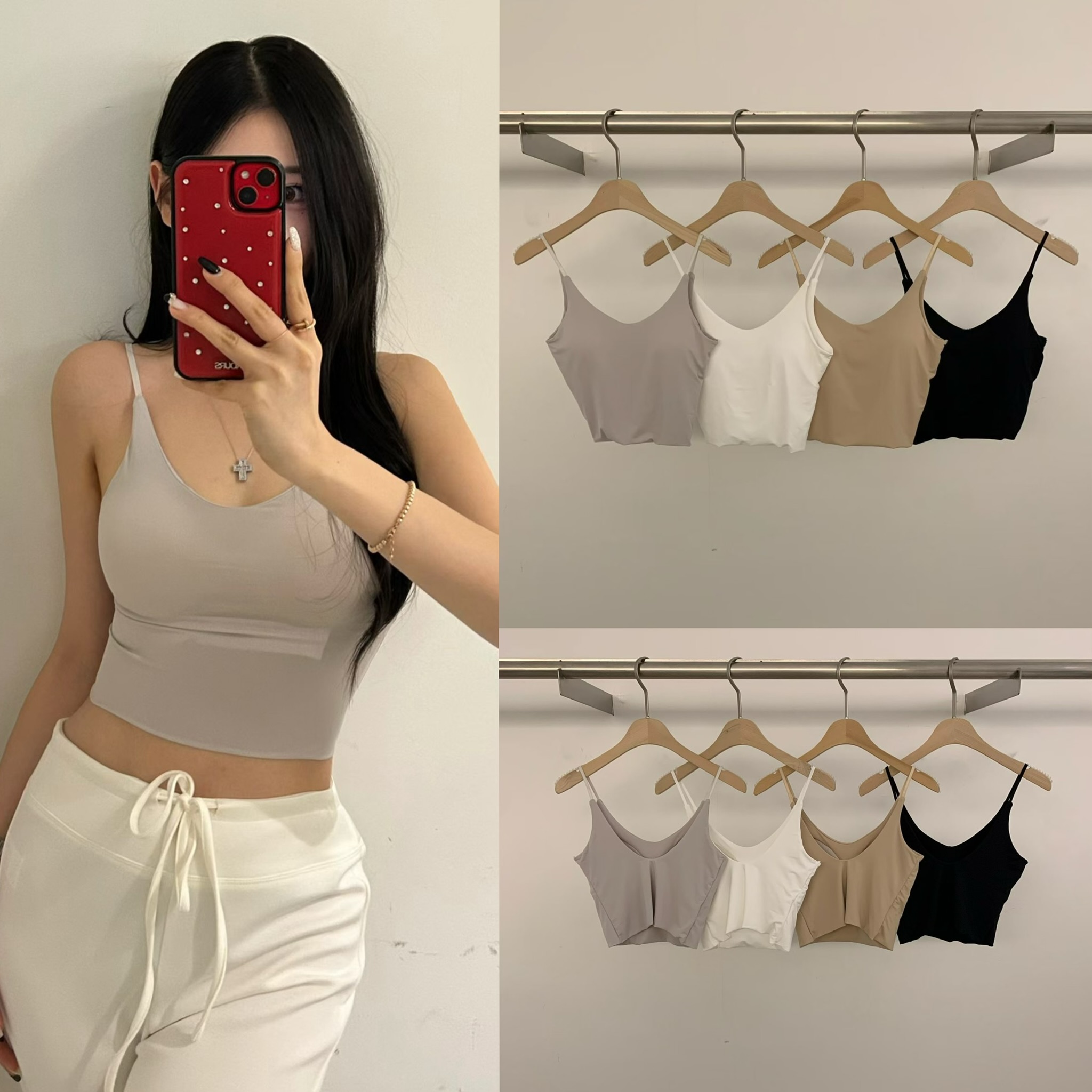 PG34 / CAMISOLE PADDED CROPPED TOP